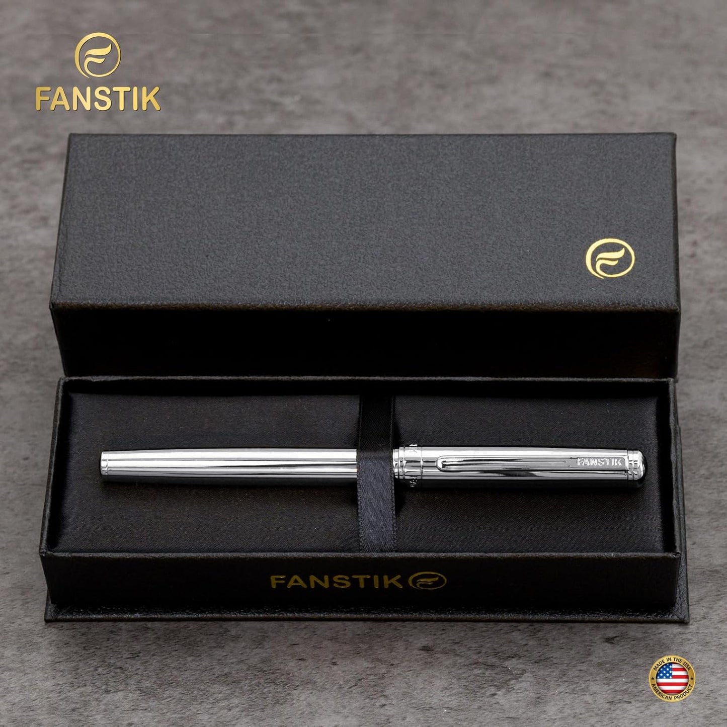 Silver Luxury fountain pen (Made In USA) fancy gift set for women, Real 24K Gold Plating, Professional executive pen gift set for men (Lux fountain Silver)