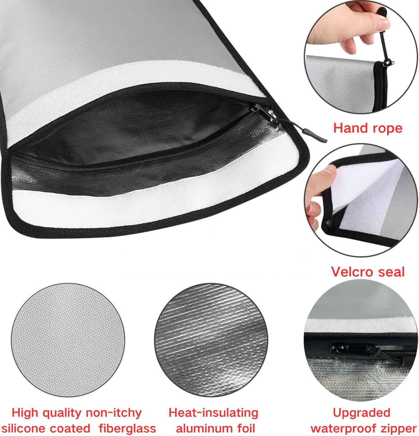 Fireproof Document Bag – Waterproof Fireproof Money Bag for Cash with Zipper, Fireproof Pouch for Important Document Storage | Fireproof Bags for Documents,Money (2 pack Gray, 15“ x 11")