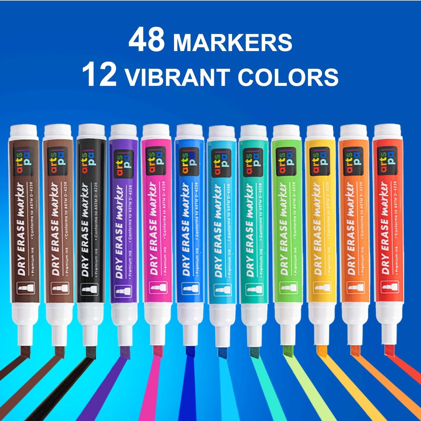 Dry Erase Markers, 48 Count 12 Vibrant Colors, Chisel Tip, Low Odor, Easy Erase Whiteboard Markers for Classroom, Office, Home, Teachers, Kids, Creative Projects, Back to School Supplies