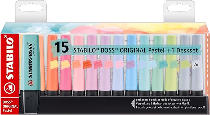 STABILO - BOSS ORIGINAL Pastel - Highlighter - Deskset of 15 - - Image 2