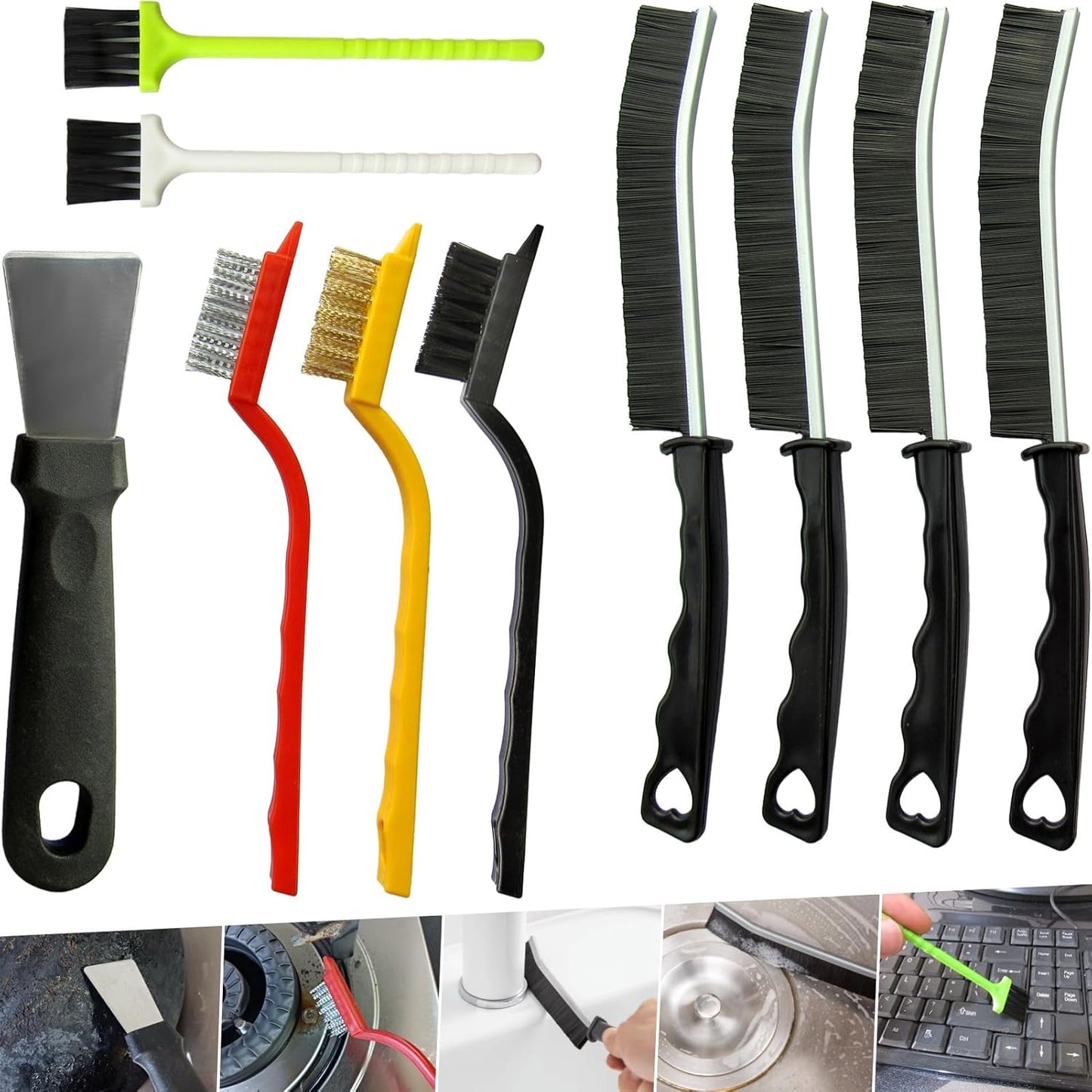 10Pcs Crevice Cleaning Tools, Gap Cleaning Brush Set,Cleaning Brushes Small Spaces, Hard Bristle Crevice Cleaning Brush Tool for Household Use Bathroom Tiles Kitchen