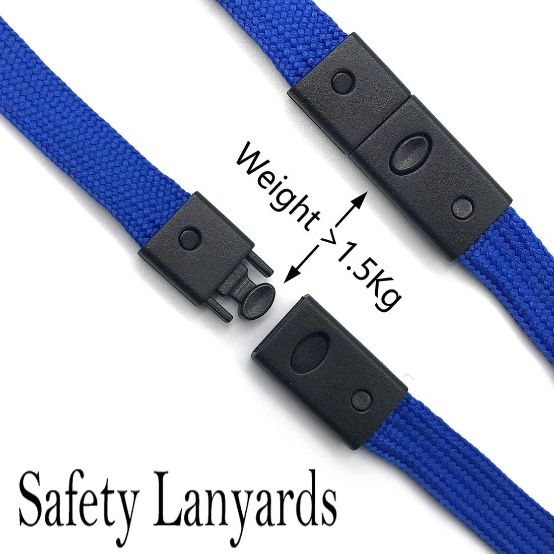 Bird Fiy Lanyards Breakaway Bulk Blue Lanyards Neck Flat Safety Badge Lanyard Bulldog Clip (Blue, 50 PCS)