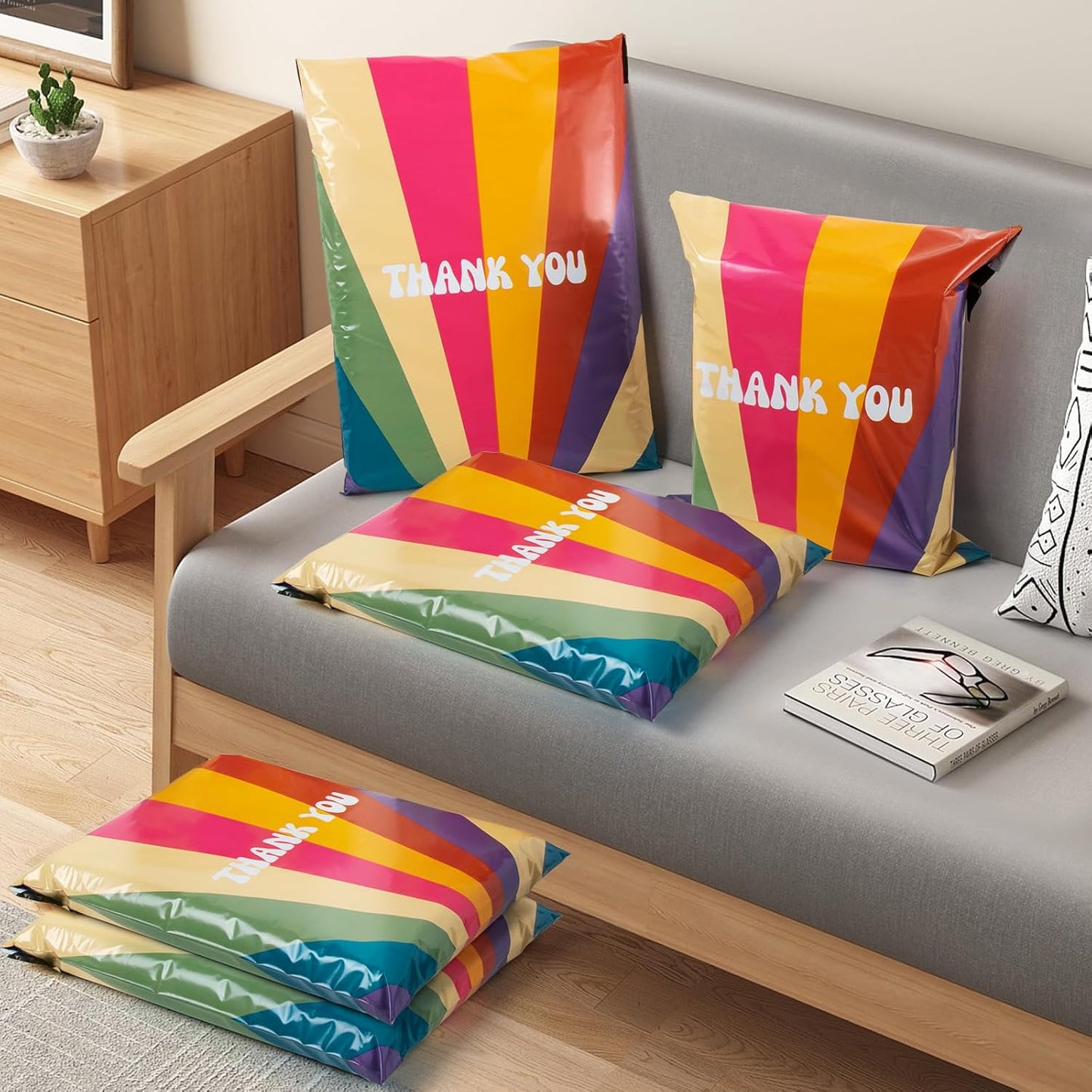 Oududianzi Poly Mailers 10x13, 100Pack Shipping Bags, Plastic Packaging Bags, Self-Seal Polymailers, Mailers Poly Bags, Package Bags for Small Business and Clothing - Rainbow