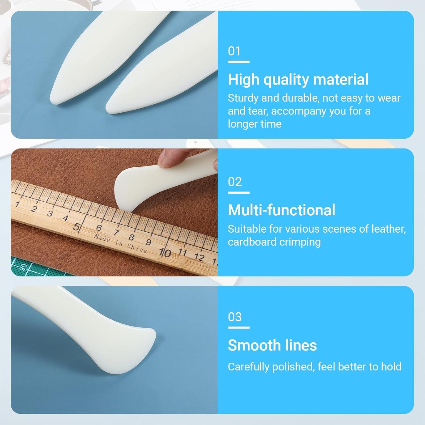 6 Pcs Bone Folders Crease Makers Plastic Bone Folder Paper Creaser Set Scoring Tool Folding Bookbinding Tool Origami Tools for Handmade Scrapbooking Bookbinding Paper Cards Crafts Leather Burnishing
