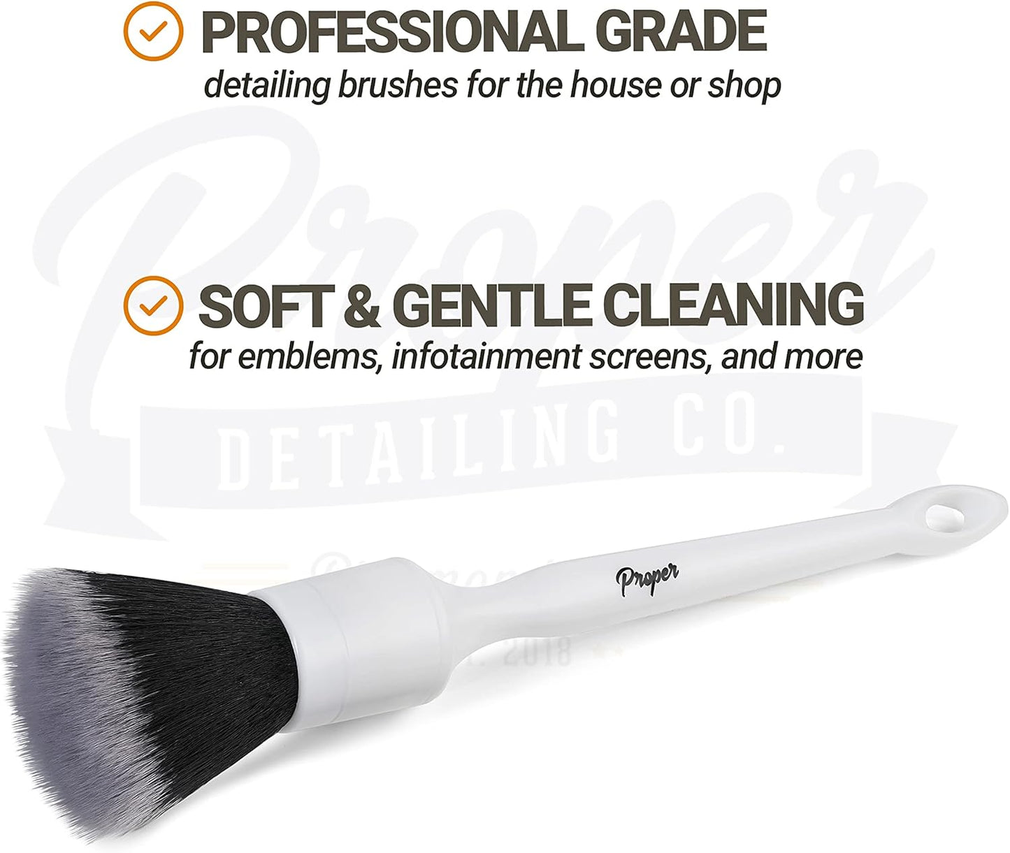 Car Detailing Brush Set, Premium Quality Ultra Soft Bristles, Clean Auto Interior (Leather Seats, Air Vents) or Exterior (Wheels, Paint, Emblems) Detail Brushes Car Detailing (2 Pack)