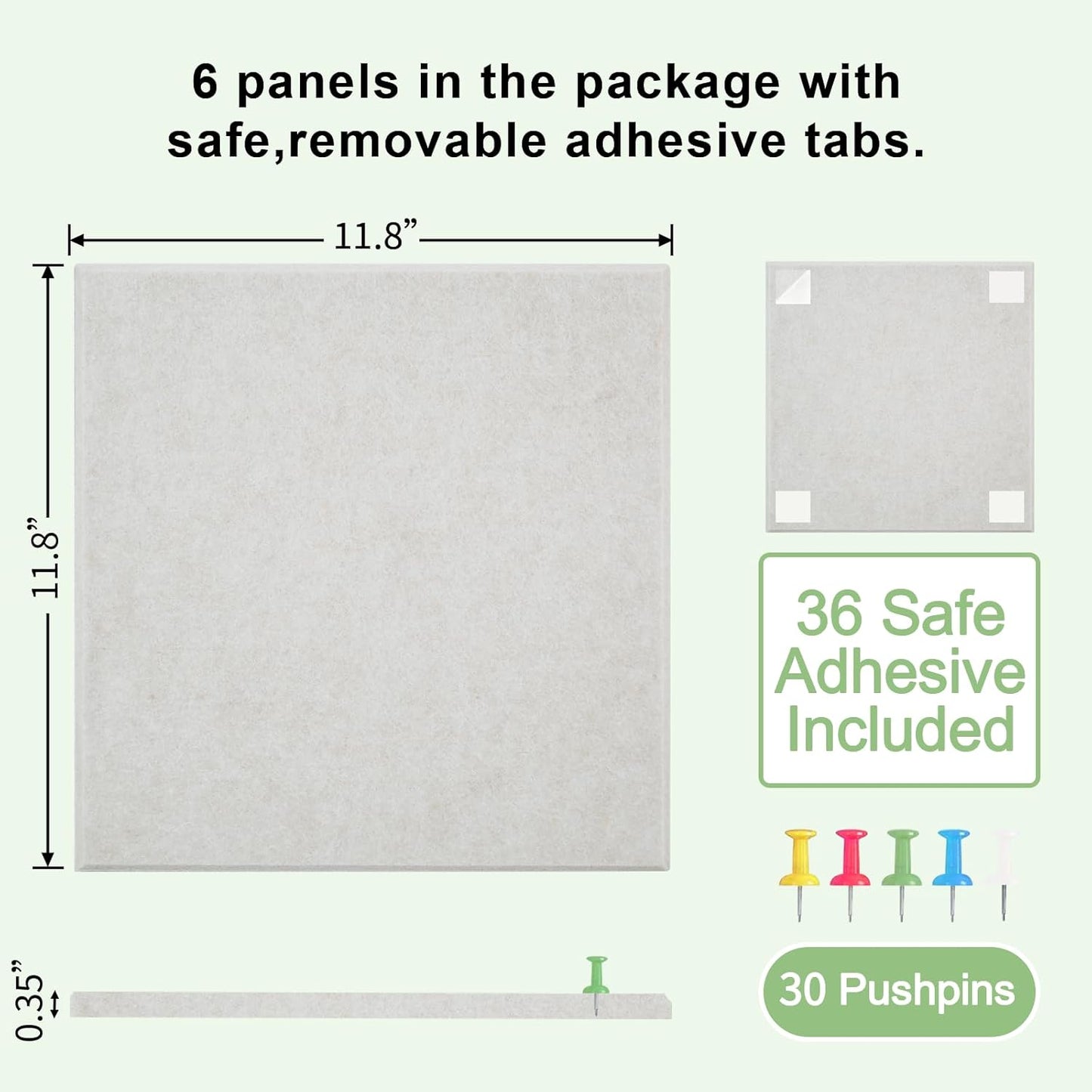 Large Cork Board for Wall 6 Pack, Bulletin Board 36" X 24", Felt Board Wall Tiles with 72 Damage-Free Removable Pads & Push Pins, Alternative Pin Board Cork Board for Office Home, Camel