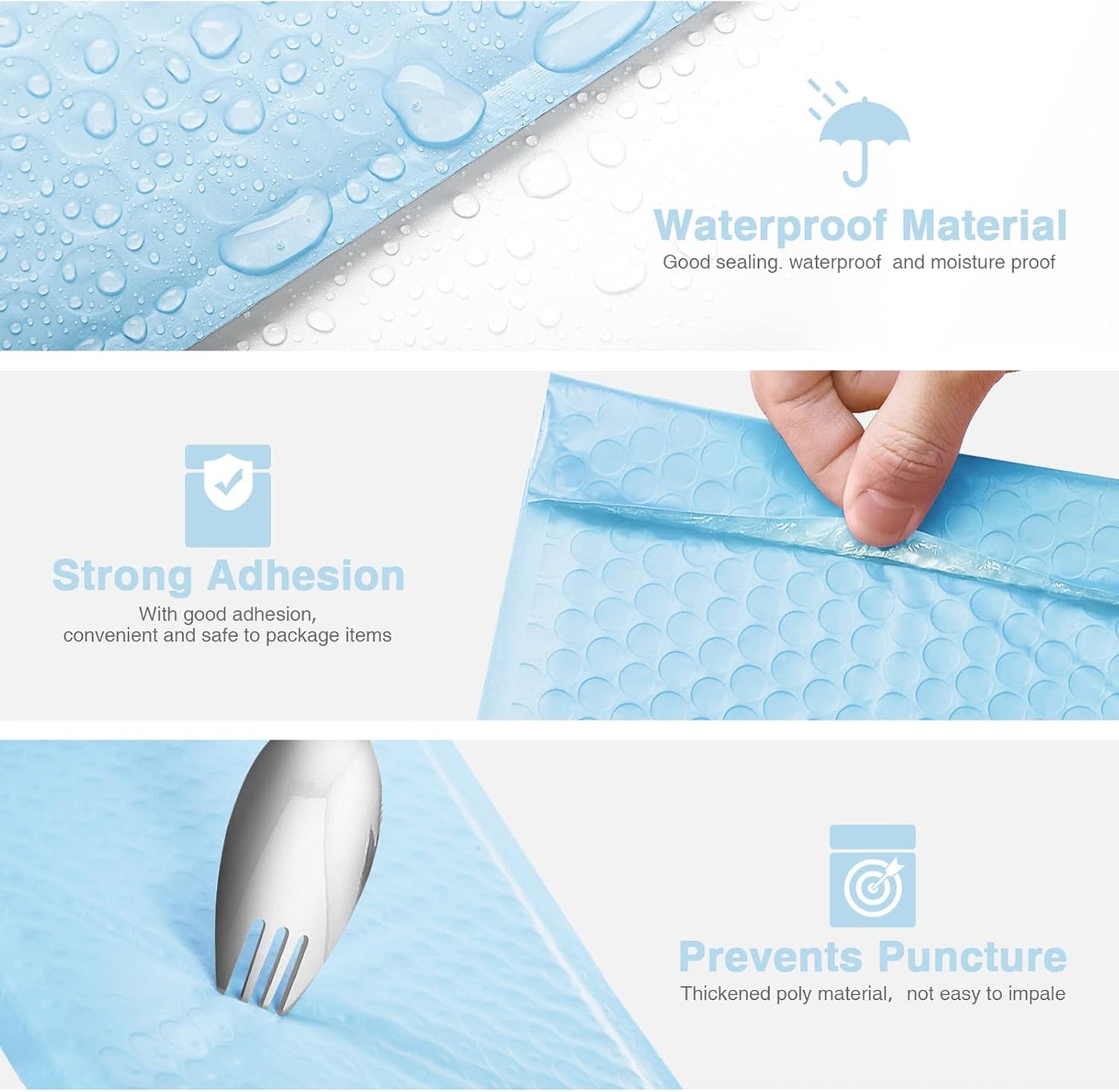 Metronic Bubble Mailers 6x10" 100 Pack Usable Size 6x9" Self Seal Bubble Mailer Thick Padded Envelopes Shipping Envelopes Cushion Mailers for Mailing Jewelry Makeup Supplies Light Blue