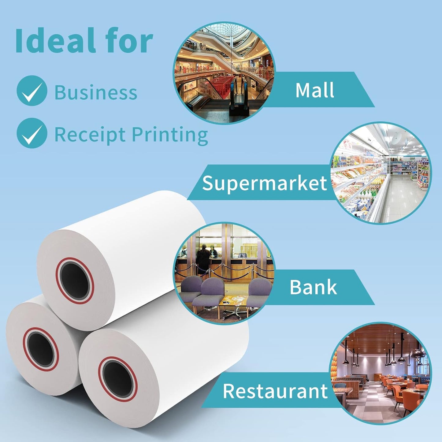 MFLABEL 50 Rolls 2 1/4" x 165' Thermal Paper Cash Register POS Receipt Paper