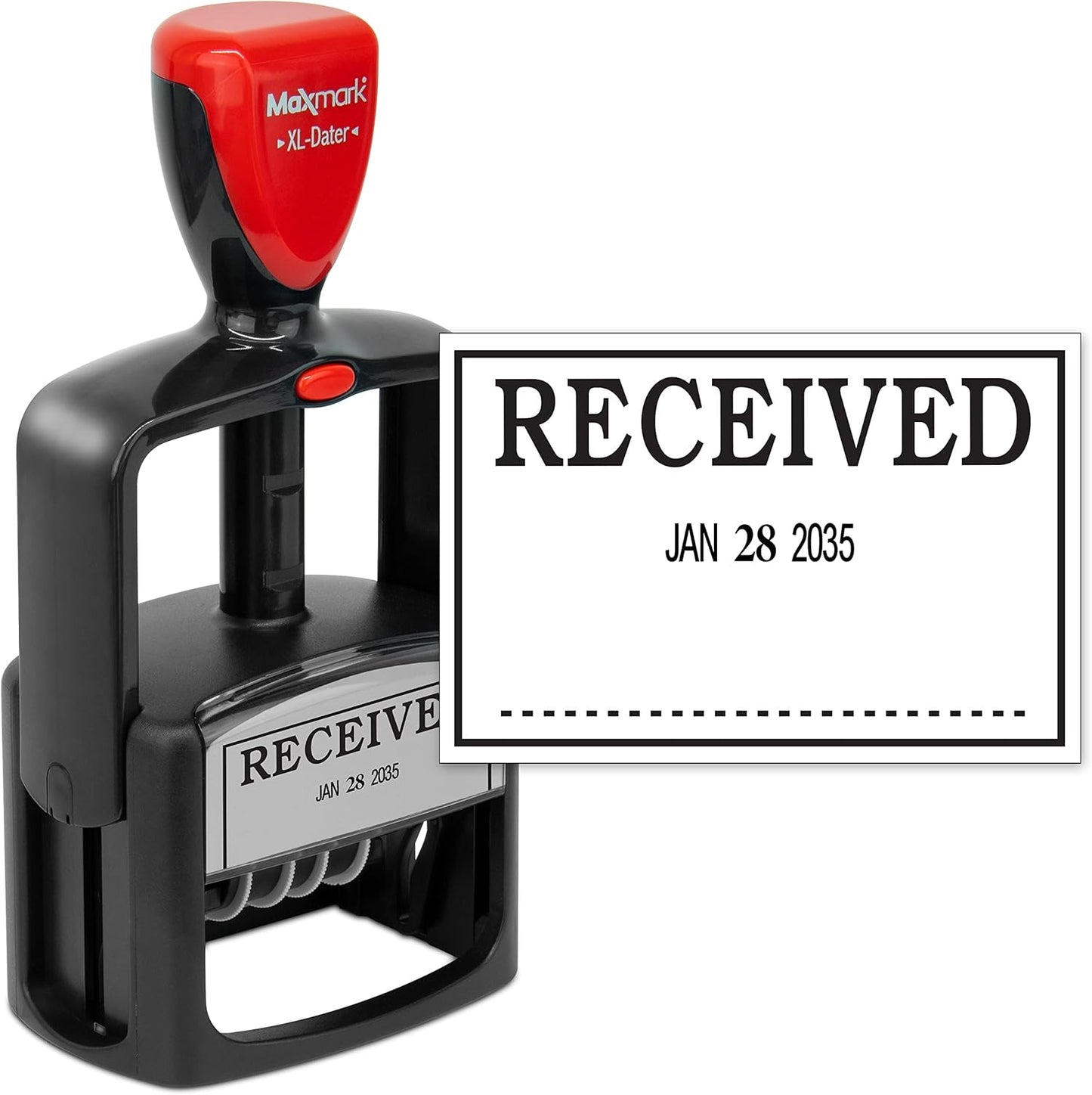 MaxMark Heavy Duty Style 3 Date Stamp with Received self Inking Stamp - Black Ink