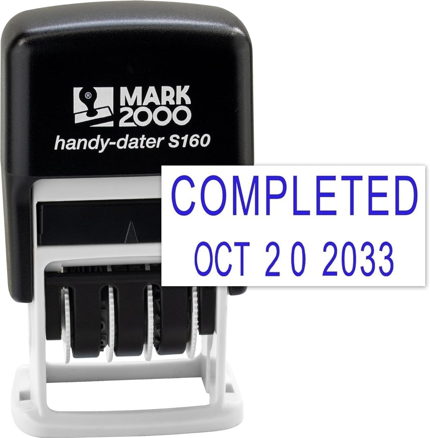 Mark 2000 Self-Inking Rubber Date Office Stamp with Completed Phrase & Date - Blue Ink (Handy-Dater S160), 12-Year Band