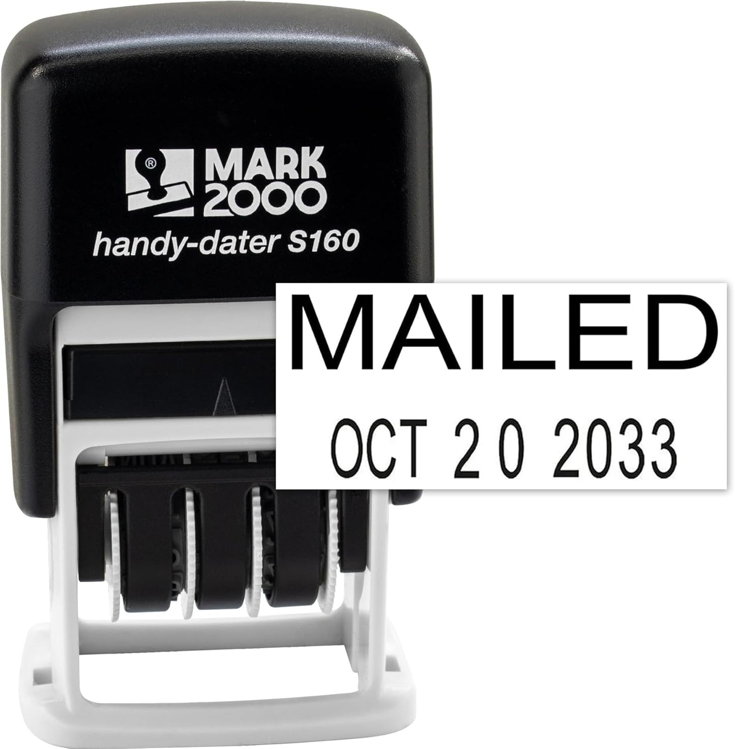 Mark 2000 Self-Inking Rubber Date Office Stamp with Mailed Phrase & Date - Black Ink (Handy-Dater S160), 12-Year Band