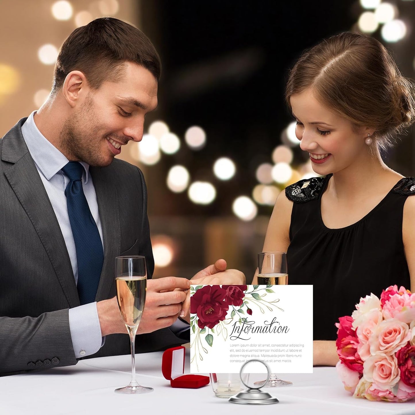 24 Pcs Table Number Holders Metal Place Card Holders Table Number Stands Tabletop Menu Sign Stands for Wedding Restaurant Recipe Banquet Birthday(Matte Nickel)