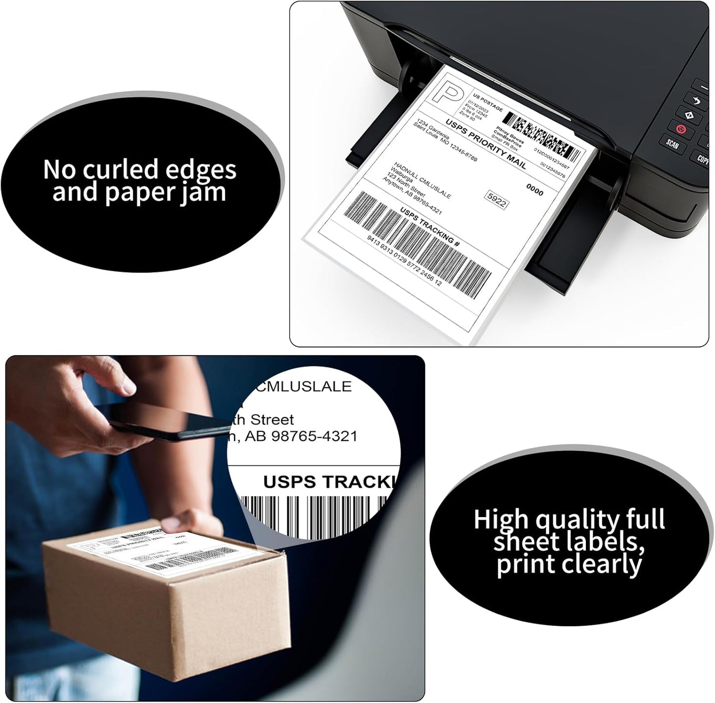 8.5" x 11" Full Sheet Label Sticker Paper for Laser & Inkjet Printers,Self Adhesive Full Page Shipping Labels,Printable White Matte Mailing Label Stickers(700 Sheets,700 Labels)