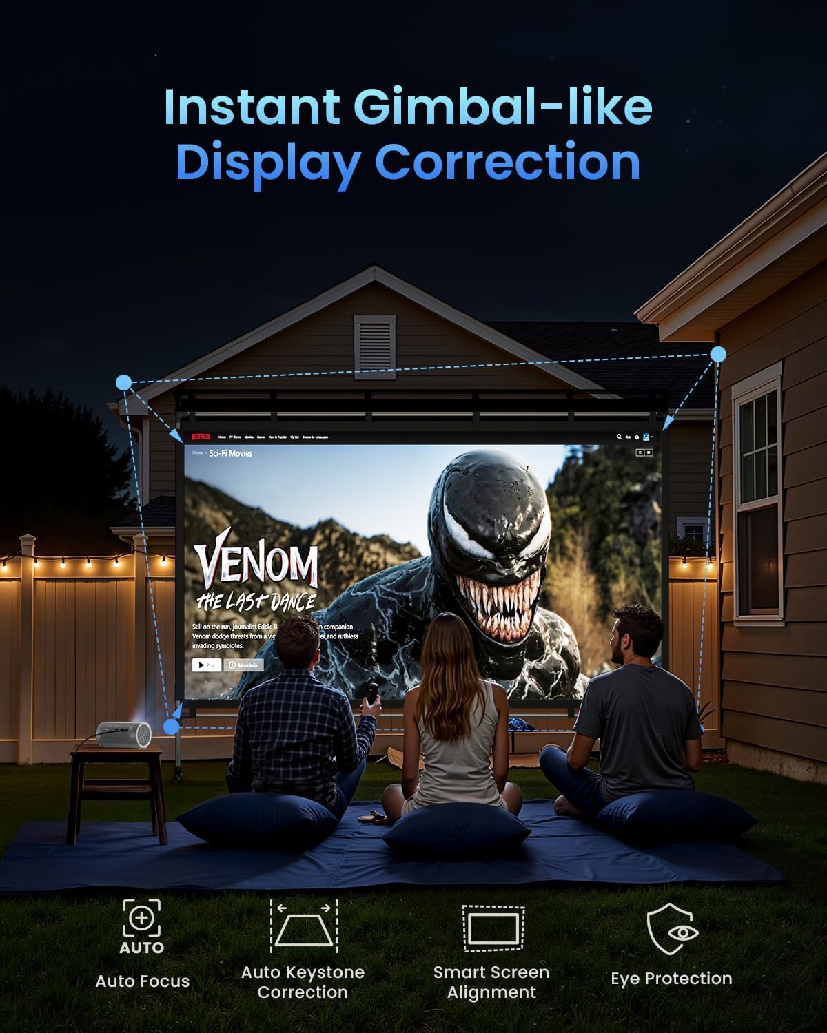 JMGO PicoPlay 1080P Smart Portable Projector, Google TV, 400ISO Lumens, 8W Dolby Digital, 3D-Active, HDR10, Mini Projector with WiFi & Bluetooth for Home, Outdoor, Include Optical Filter
