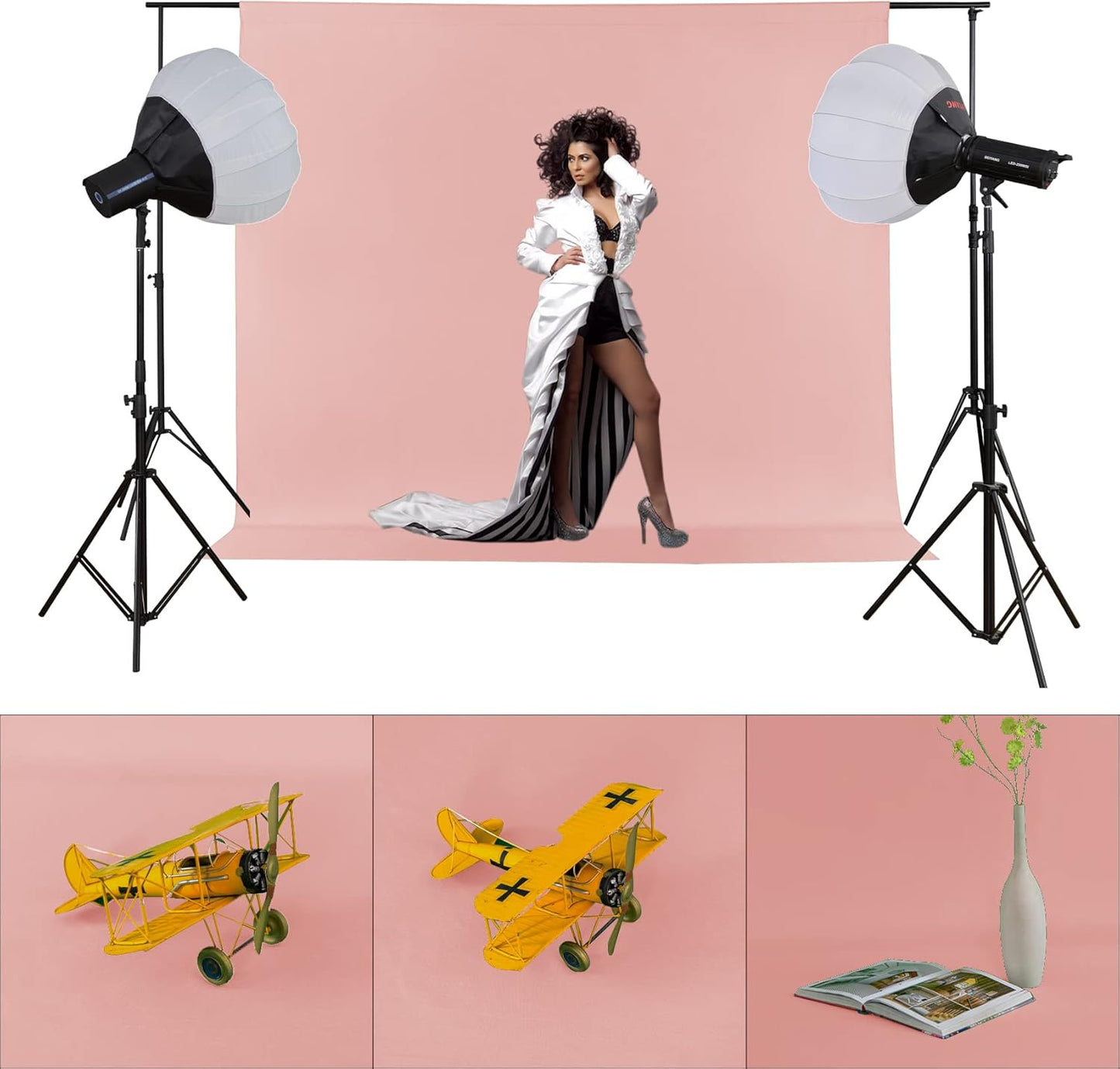 Joccun 5X7FT Light Pink Backdrop Background for Photography,Polyester Backdrop Curtain Background Screen for Photography,Photoshoot,Video Recording,Studio(5X7ft,Light Pink)