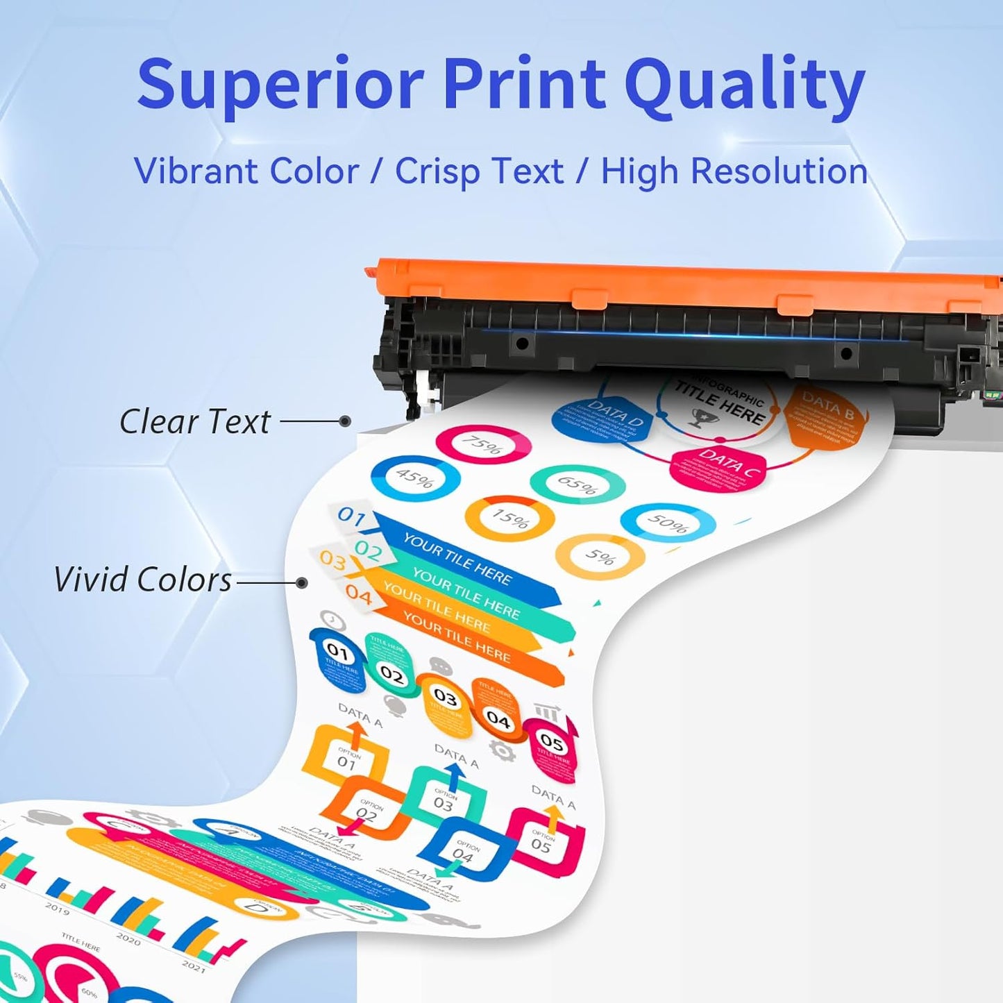 210A Toner Cartridges 4 Pack (with Chip) Compatible Replacement for HP 210A 210X for Color Laserjet Pro MFP 4301fdw 4301fdn Pro 4201dw 4201dn Series Printer Ink W2100A W2100X High Yield (BCMY, 4-Pack)