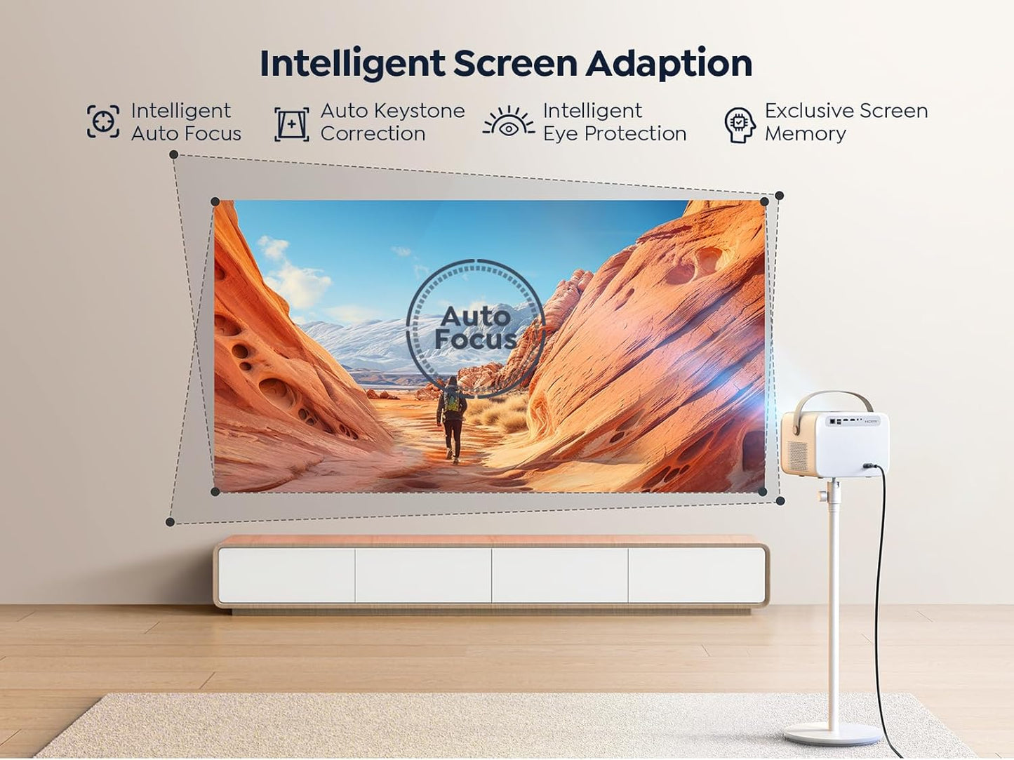 【Official Neflix & Dolby Audio】Projector, Yaber Auto Focus&Keystone Portable Projector, WiFi6 Bluetooth FHD 1080P Smart Video Projector for Home Cinema, Outdoor