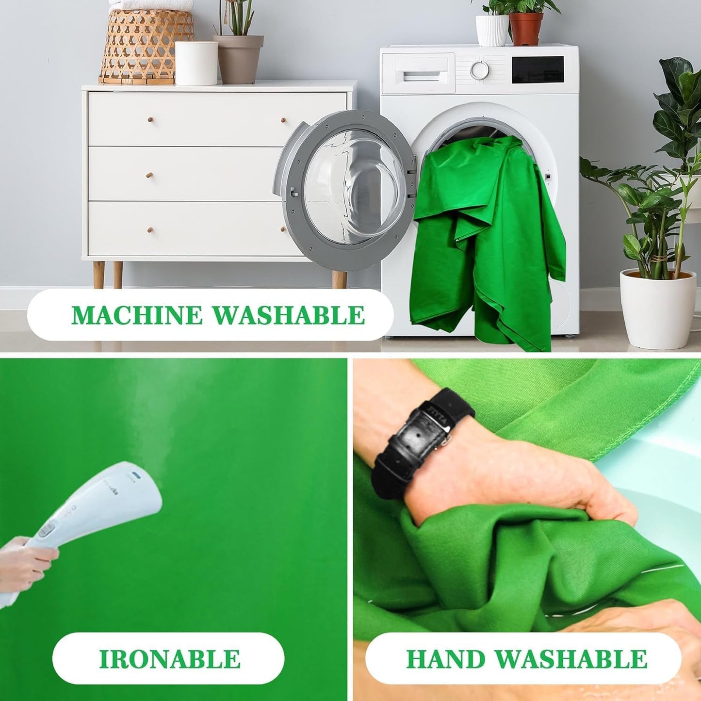 Green Backdrop 8x10ft – Professional Photography Backdrop for Photoshoots, Studio & Portraits, Wrinkle-Free, Opaque, Machine Washable Polyester, Non-Fading, Reusable for Photo Background