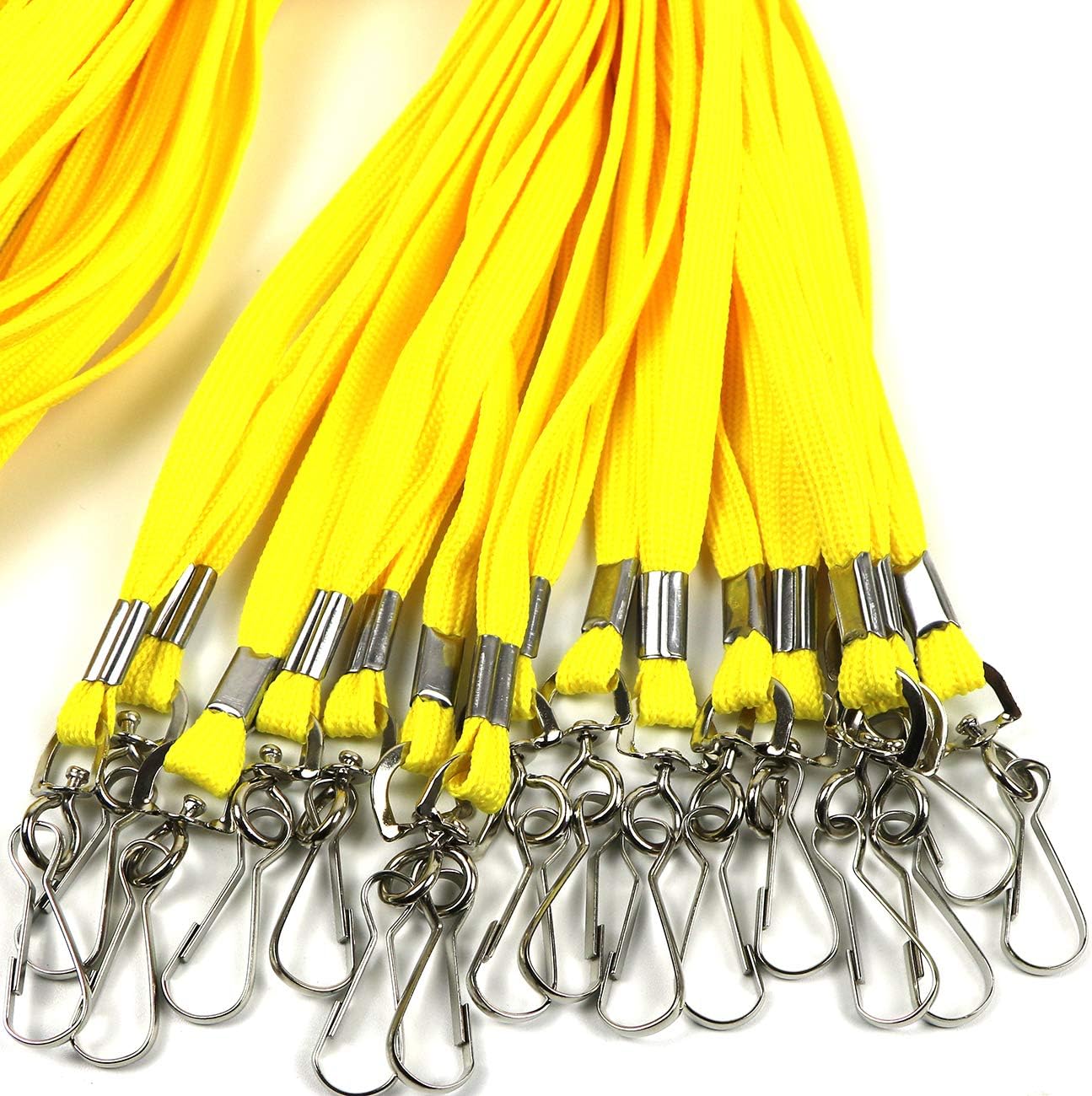 Beebel Lanyard 50PCS Lanyards with Swivel Hook clips for ID Name Badge Holder (Yellow)