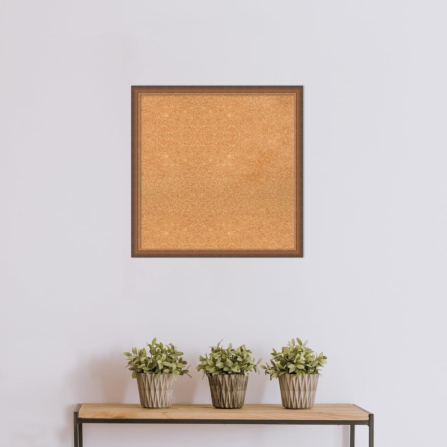 Amanti Art Natural Cork Board for Wall, 26x26 Vision Board with Bronze Frame, Medium Corkboard Office Decor for Home Organization, Modern Corkboard Pinboard to Display Items for Home Organization in