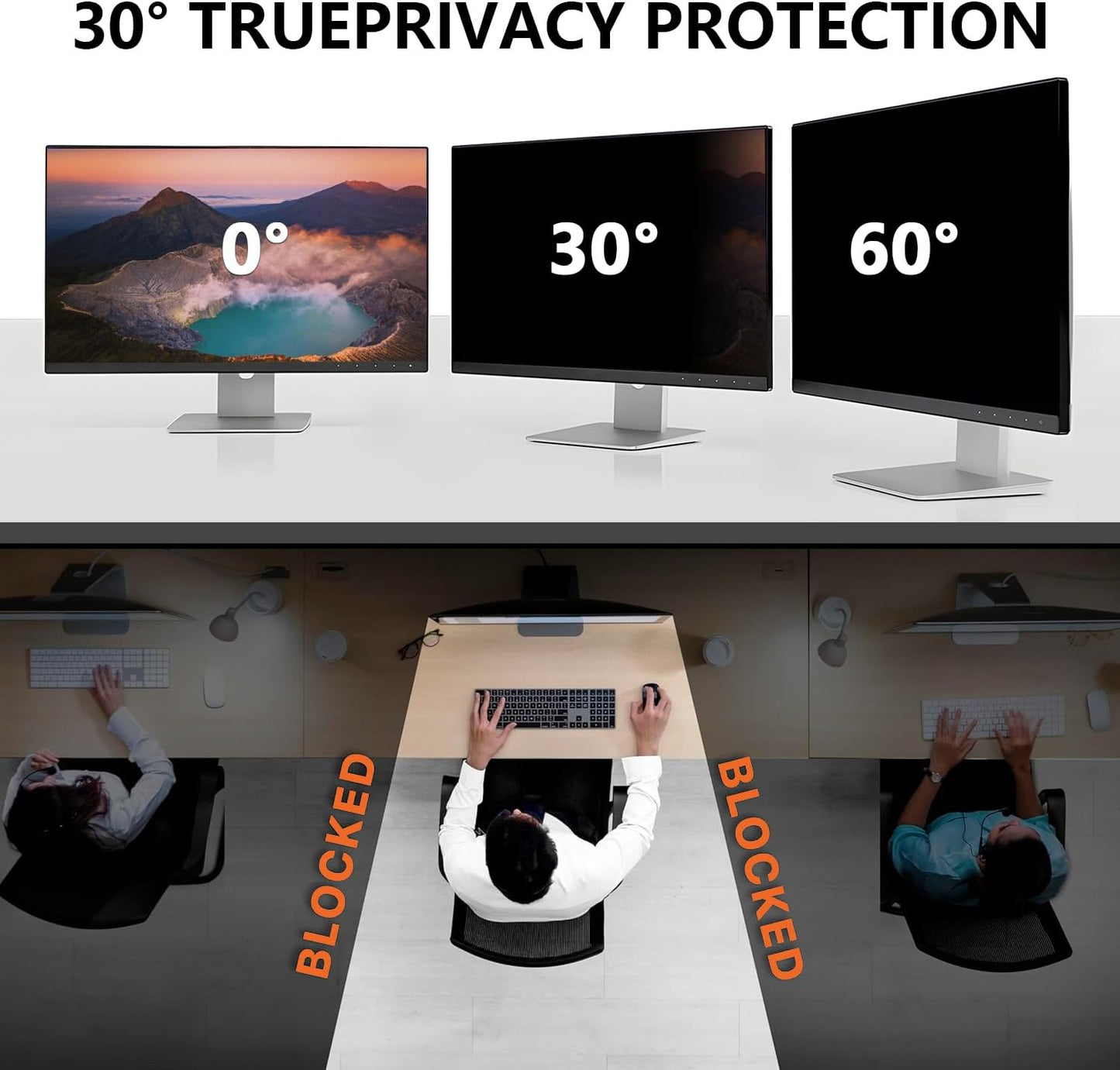 【2-Pack】24 Inch Computer Privacy Screen for 16:9 Monitors with Anti-Spy Anti-Glare Filter, Blue Light Blocking & Eye Protection, Removable Anti-Scratch HD Clarity Screen Protector