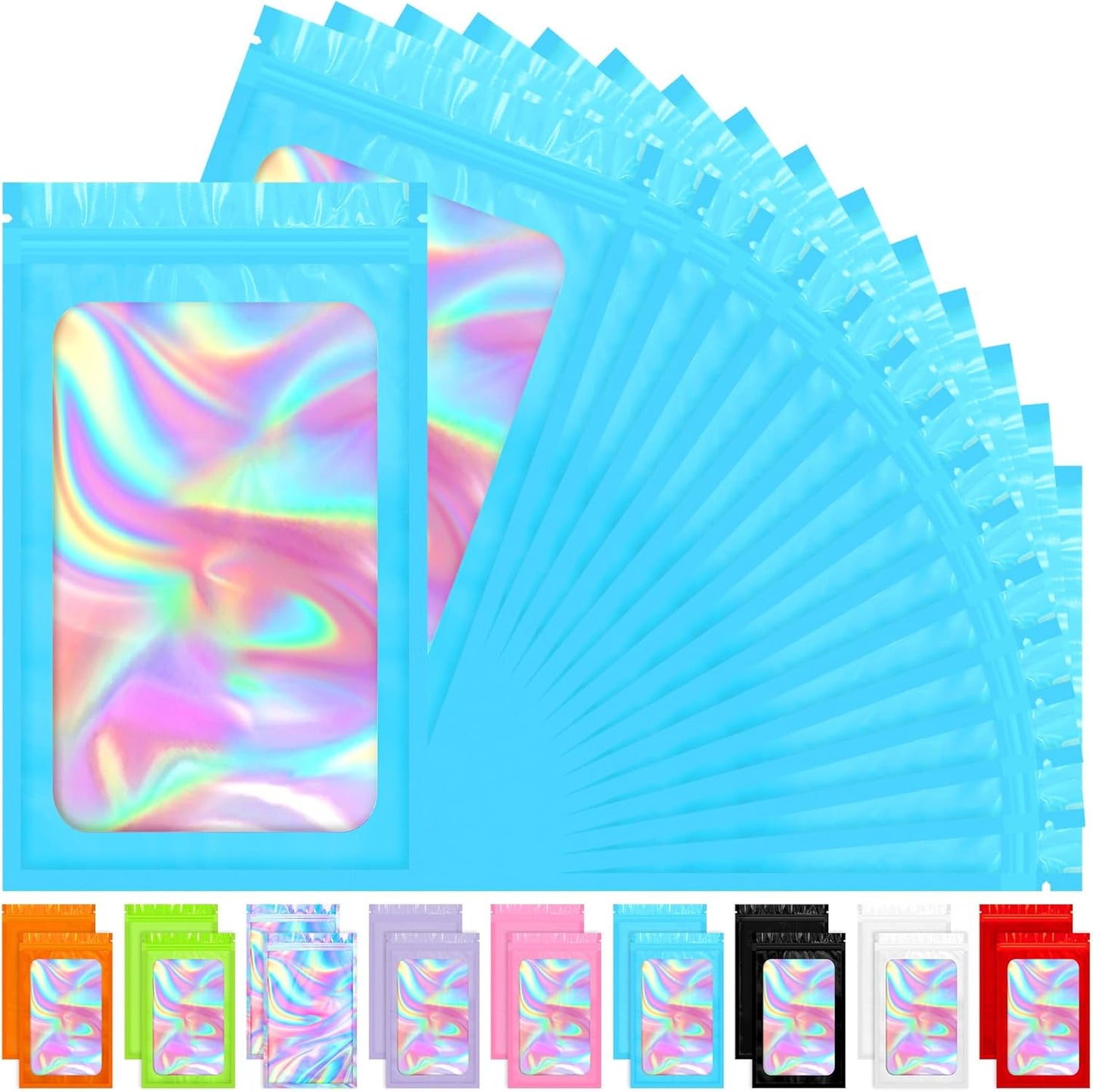 Smell Proof Bag, 100 PCS Mylar Bags, Holographic Bags, Packaging Bag (3x5 Inch)
