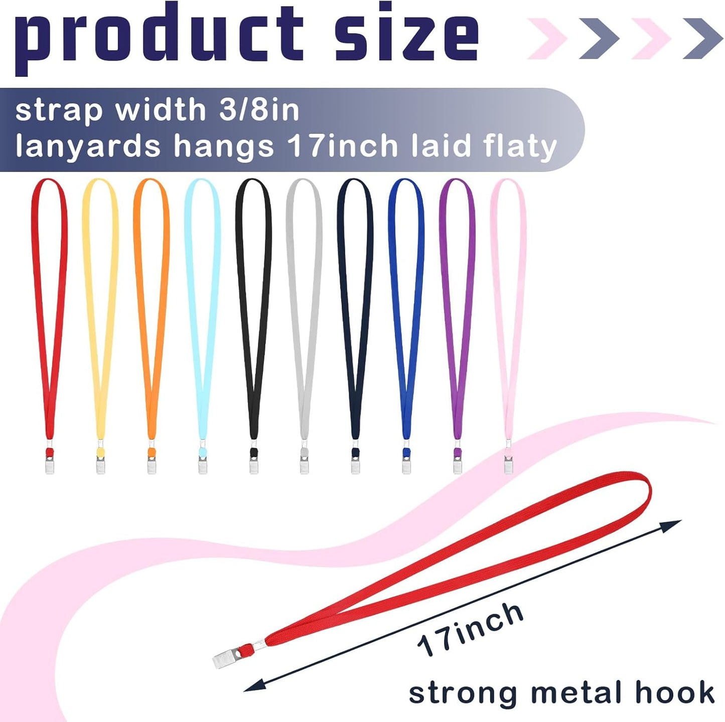Hoolerry 300 Pcs Lanyards Clips Bulk for ID Name Badge Holder Lanyards Flat with Swivel Hook for Office School(Multicolor)