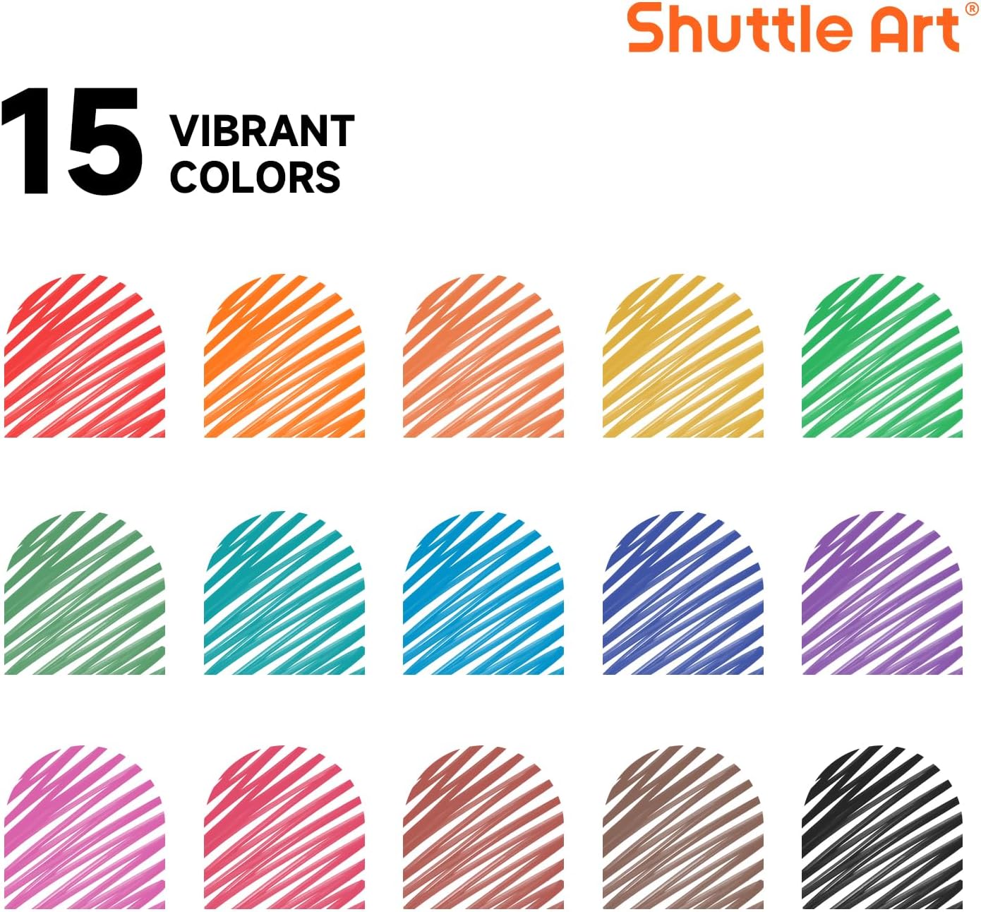 Shuttle Art Ultra Fine Dry Erase Markers, 15 Colors Whiteboard Markers with Erase, Dry Erase Markers Perfect For Writing on Whiteboards, Dry-Erase Boards,Mirrors for School Office Home