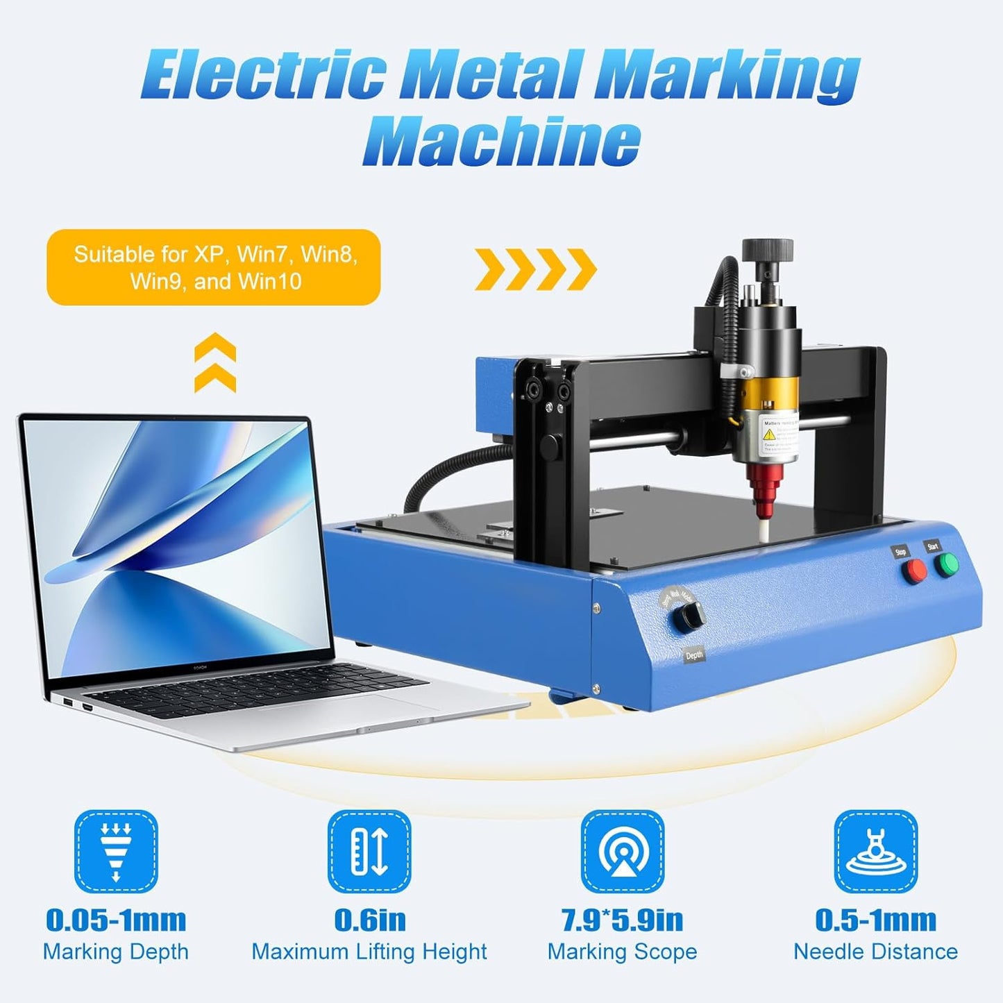 Wawuwao Electric Metal Marking Machine, 400W Metal Tag Nameplate Engraving Machine for Fixed Characters, Serial Numbers, Dates, Graphics Marking
