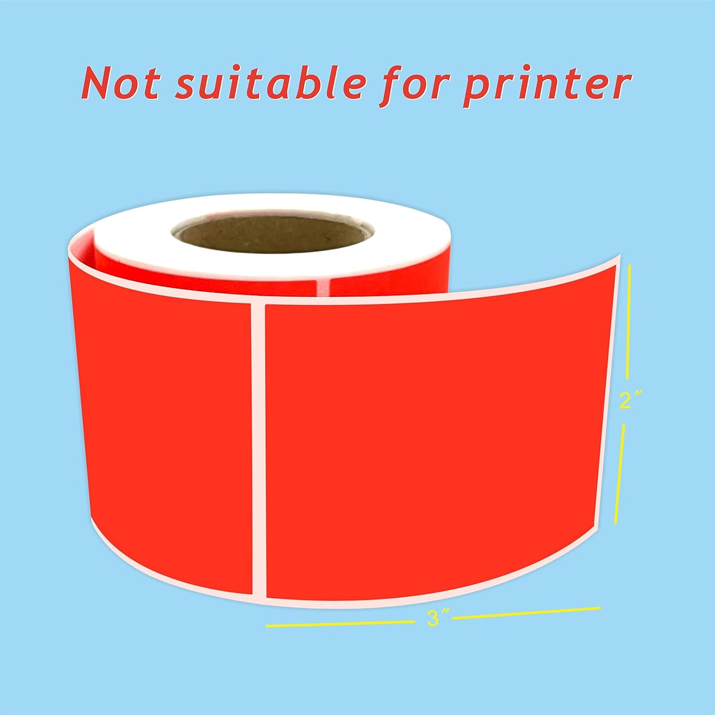 PARLAIM 3" x 2" Adhesive Color Cod Stickers,250 per Dispenser Box Roll Square Label Inventory Stickers (Fluorescent Red)