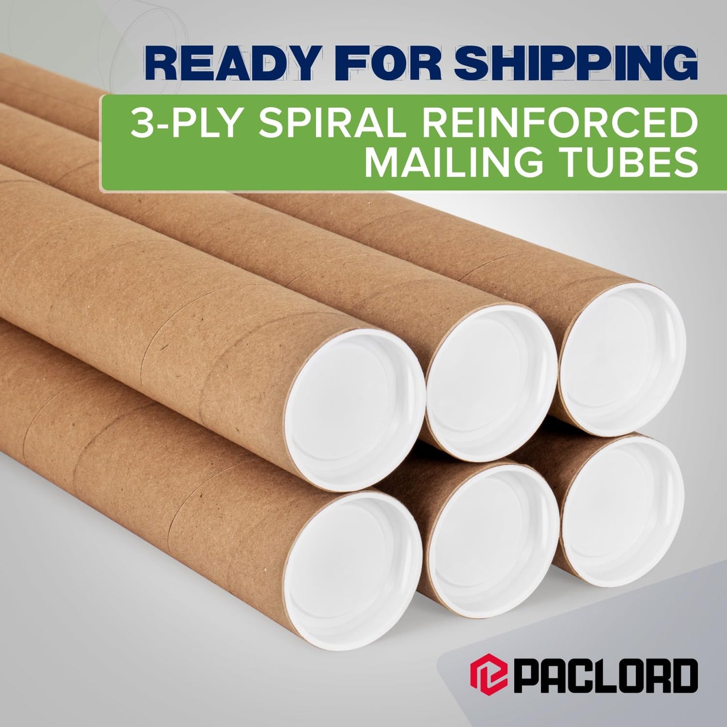 2" x 48" Reinforced Kraft Paper Mailing Tube, Pack of 4 Tubes with 8 Caps – Secure USPS Approved Poster Tube – Cardboard Tube for Shipping and Storing Posters, Prints, Artwork, or Documents