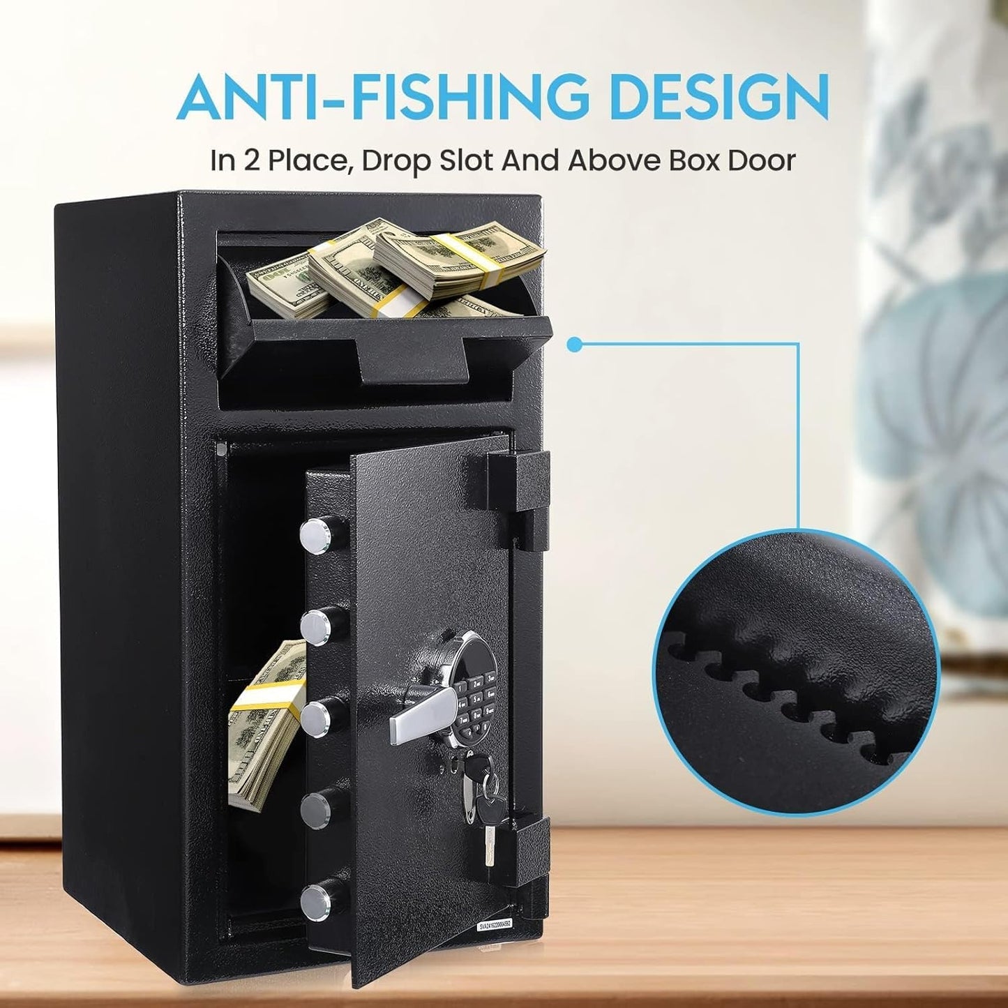 2.5 Cu.Ft Heavy Duty Drop Safe for Business with Digital Keypad, Money Depository Box with Drop Slot, 20"x15.7"x13.8", Office Security Chest for Cash and Mail