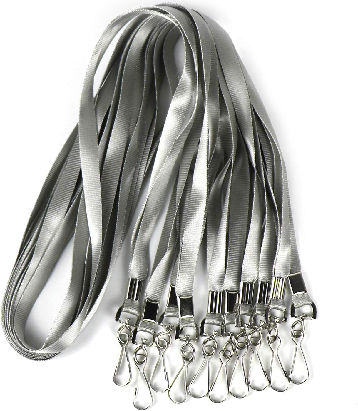 Bulk Lanyards Premium Cruise Lanyard Nylon Badge Lanyards for Id Holder Perfect for Office, Kids, Teachers (Gray, 50 Pack)