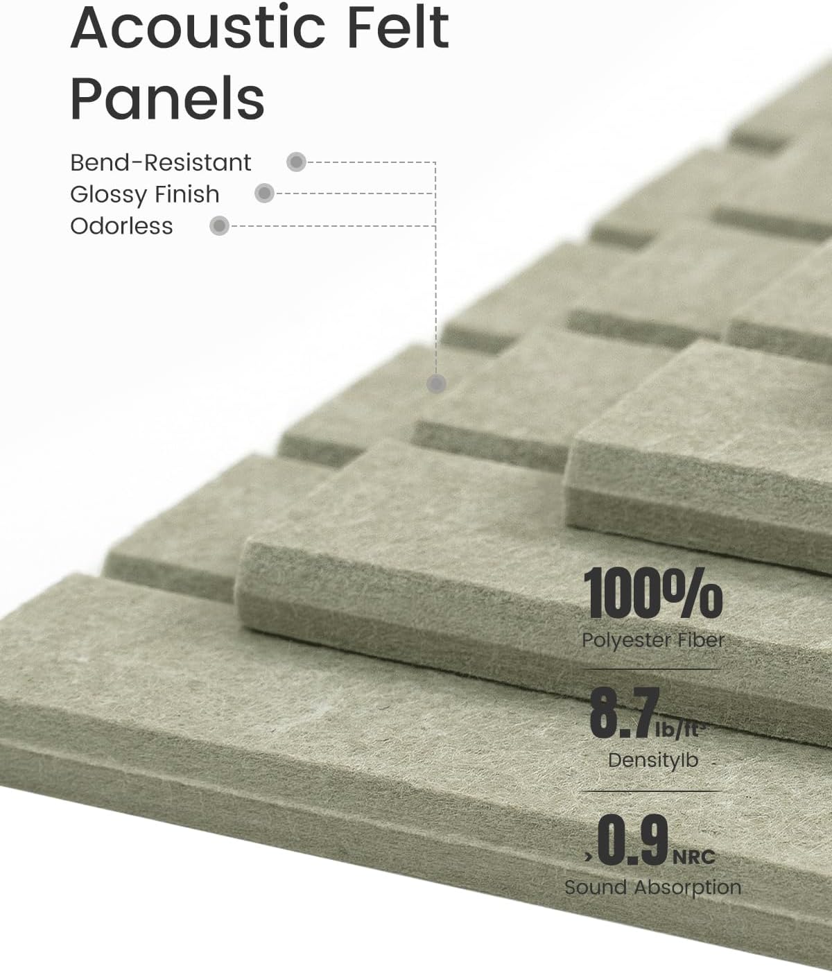 Felt Bulletin Board Tiles -28"x18" with 40 Adhesive Tabs, Cork Board Alternative for Office Decor, Push Pin Board Wall Organizer 6-Pack (Sage)