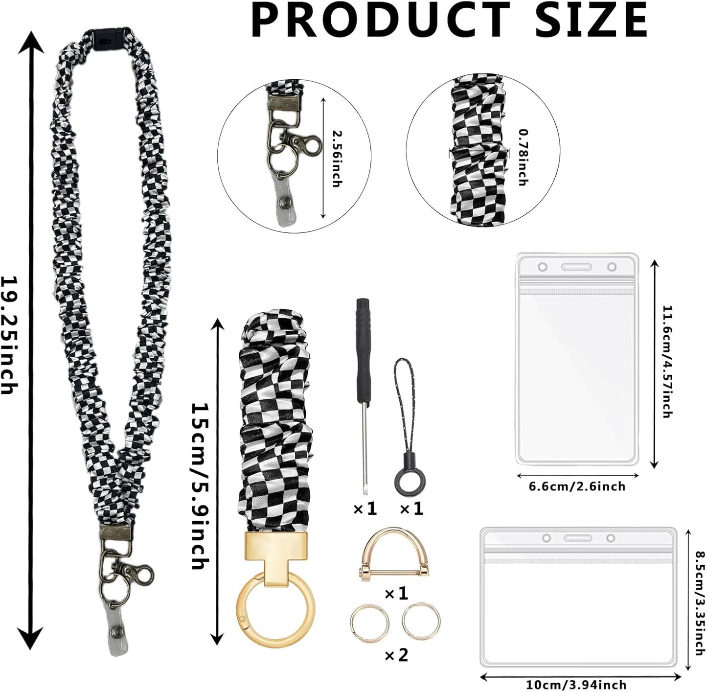 Scrunchie Lanyard Teacher with Safety Breakaway Buckle Stretchy Lanyards for ID Badges and Keys Retractable Keychain Holder for Women Ladies