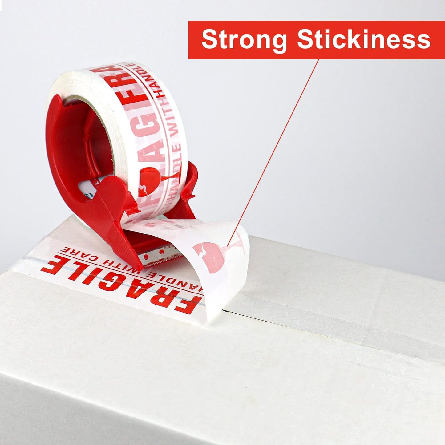 Fragile Tape Handle with Care Packing Tape 6 Rolls, Shipping Box Sealing Tape with Dispenser, 2 Inch x 330 Feet (110 Yards), Heavy Duty Tape for Shipping and Moving Boxes