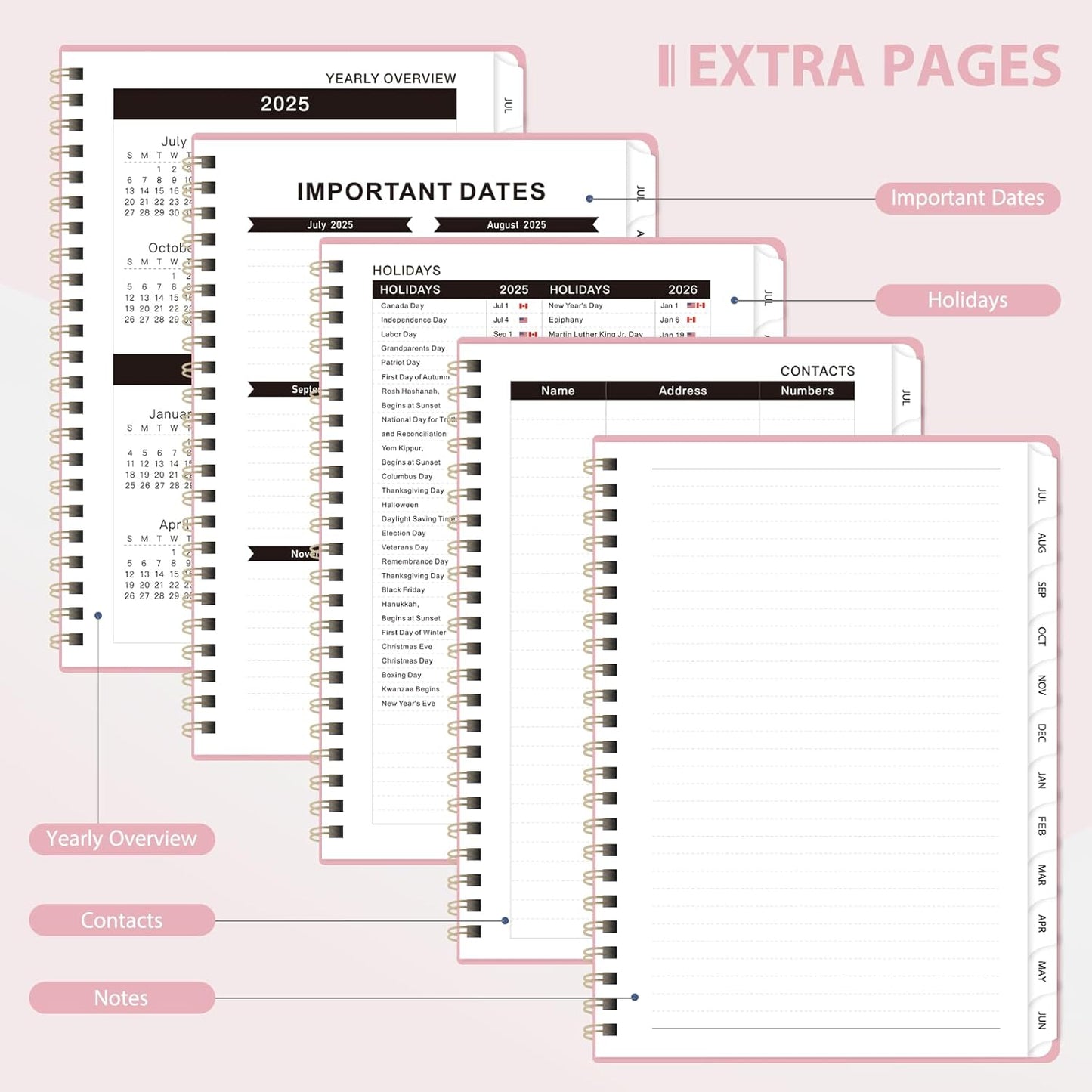 Planner 2025-2026, Monthly and Weekly Calendar Academic Planner (July 2025 - June 2026), Hardcover Planning Agenda Book for Office School Supplies, A5 (6.3" x 8.5")
