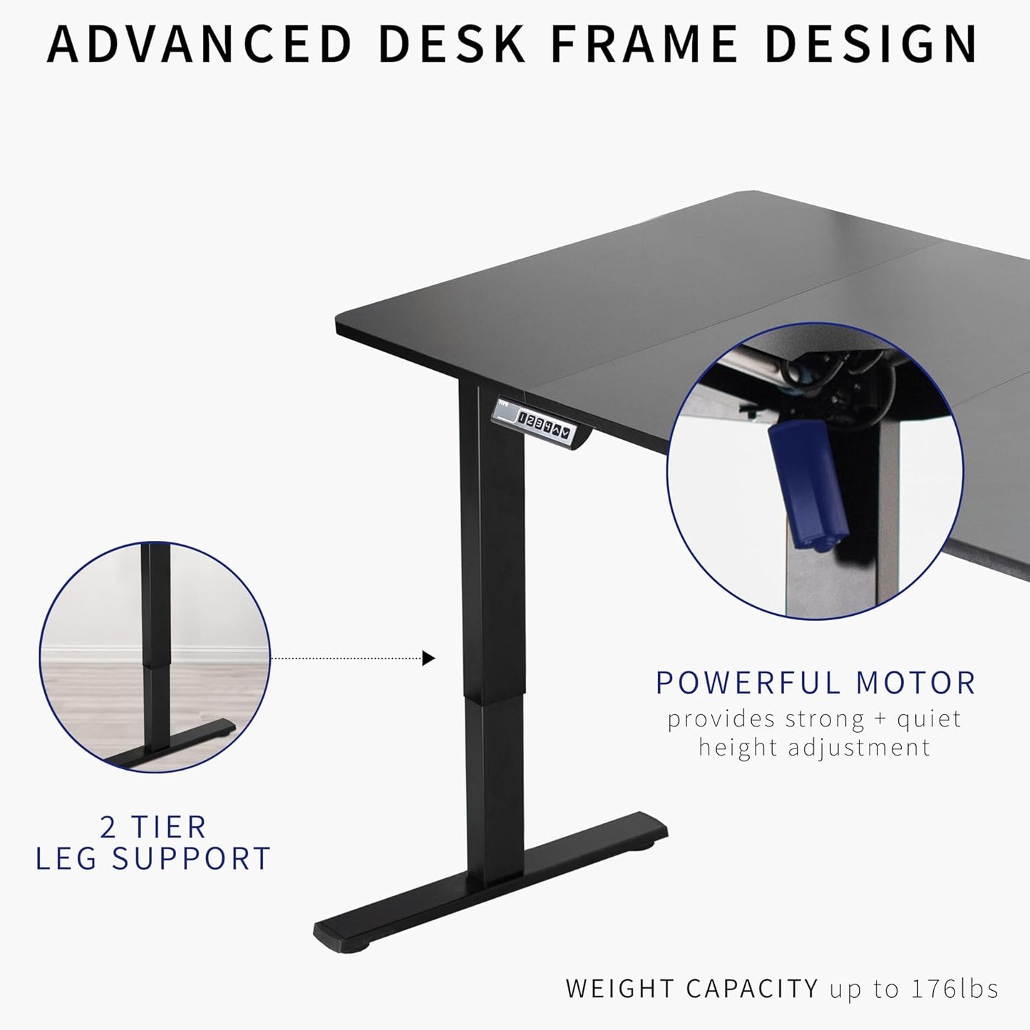 VIVO Electric 71 x 36 in Rustic Standing Desk, Memory Height Adjustment, 1B Series, Vintage Brown Top Black Frame, DESK-KIT-1B7N-36
