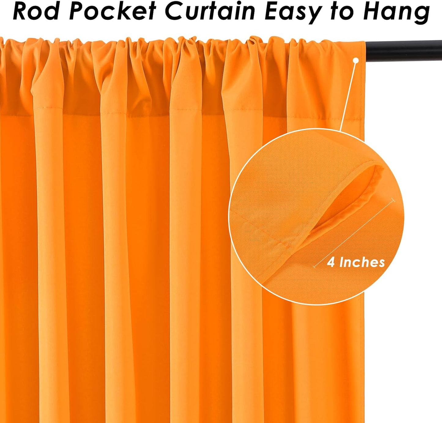 Orange Backdrop Curtains 6 Panels 5ft x 10ft Polyester Photo Backdrop Drapes for Birthday Party Stage Window Supplies Decorations