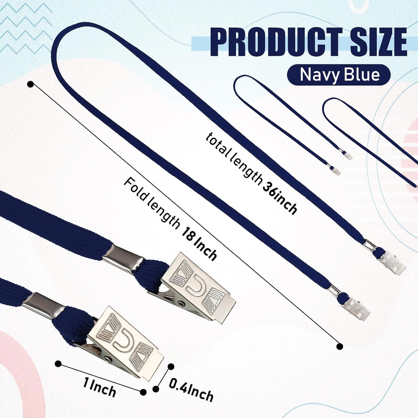Patelai 200 Pack Double Clip Lanyards Bulk Face Mask Lanyards Twist Free 2 Hook Design Adjustable ID Badges Neck Straps for Conferences Office School Class Card Keychain (Navy Blue)