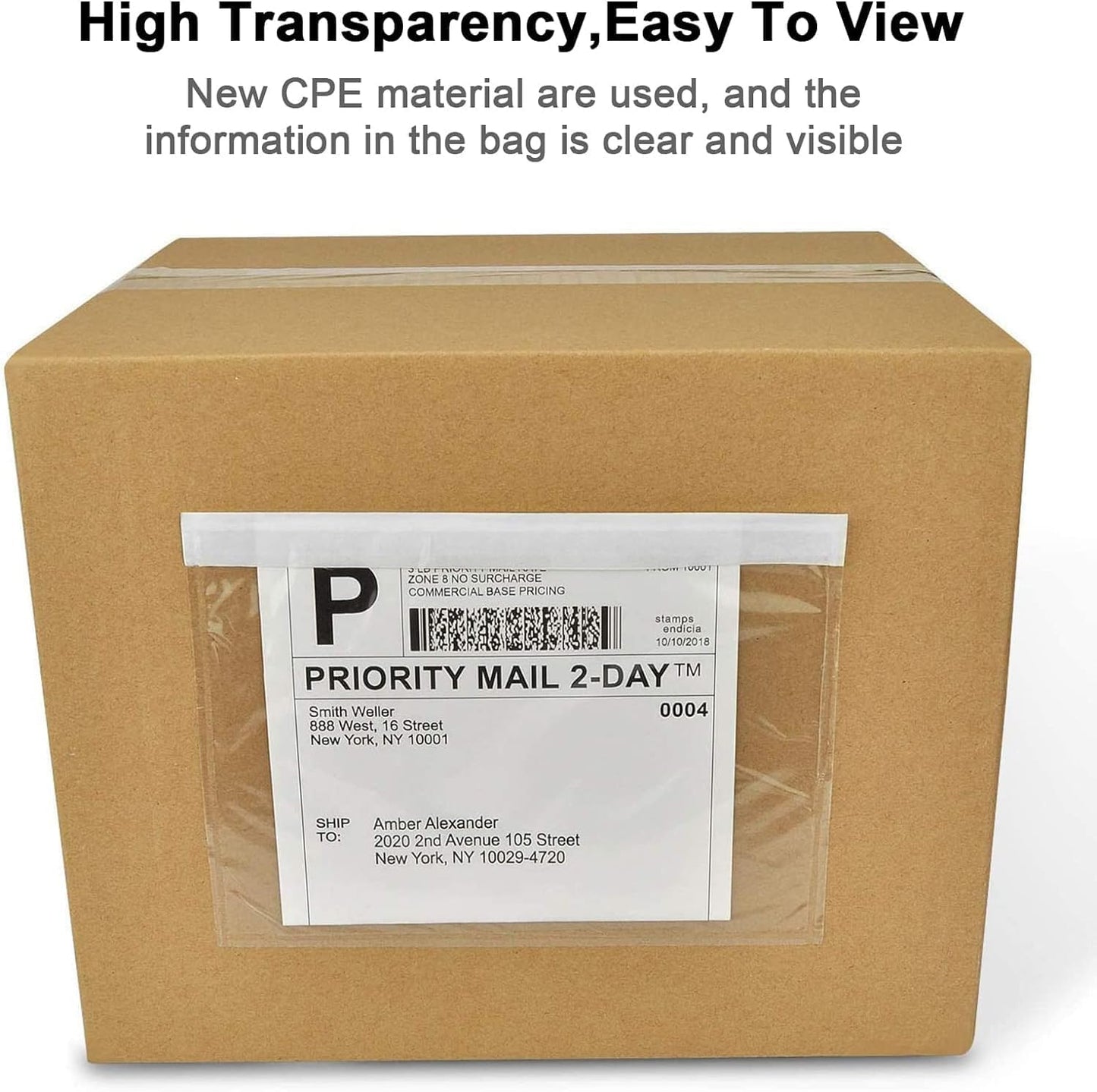 7.5'' x 5.5'' Packing List Pouches, Shipping Label Envelopes Clear Self-Adhesive Top Loading (7.5x5.5 in-200 Bags)