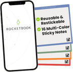 Rocketbook Reusable Sticky Notes, Restick and Reorganize Memo Pads, 16 by Rocketbook
