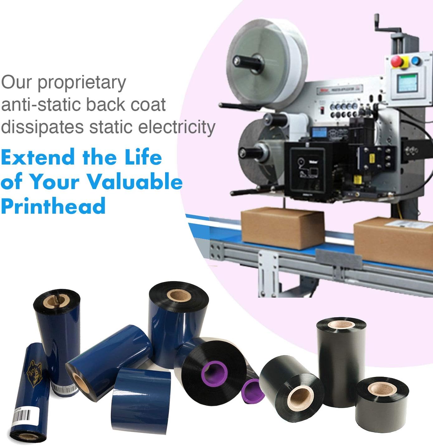 24 Rolls Wolfbarco 4.33" x 984' (110m x 300m) Black Standard Full Resin Thermal Transfer Ribbon Compatible with Zebra,TEC, INTERMEC,Citizen,TSC,GODEX,ARGOX Printers