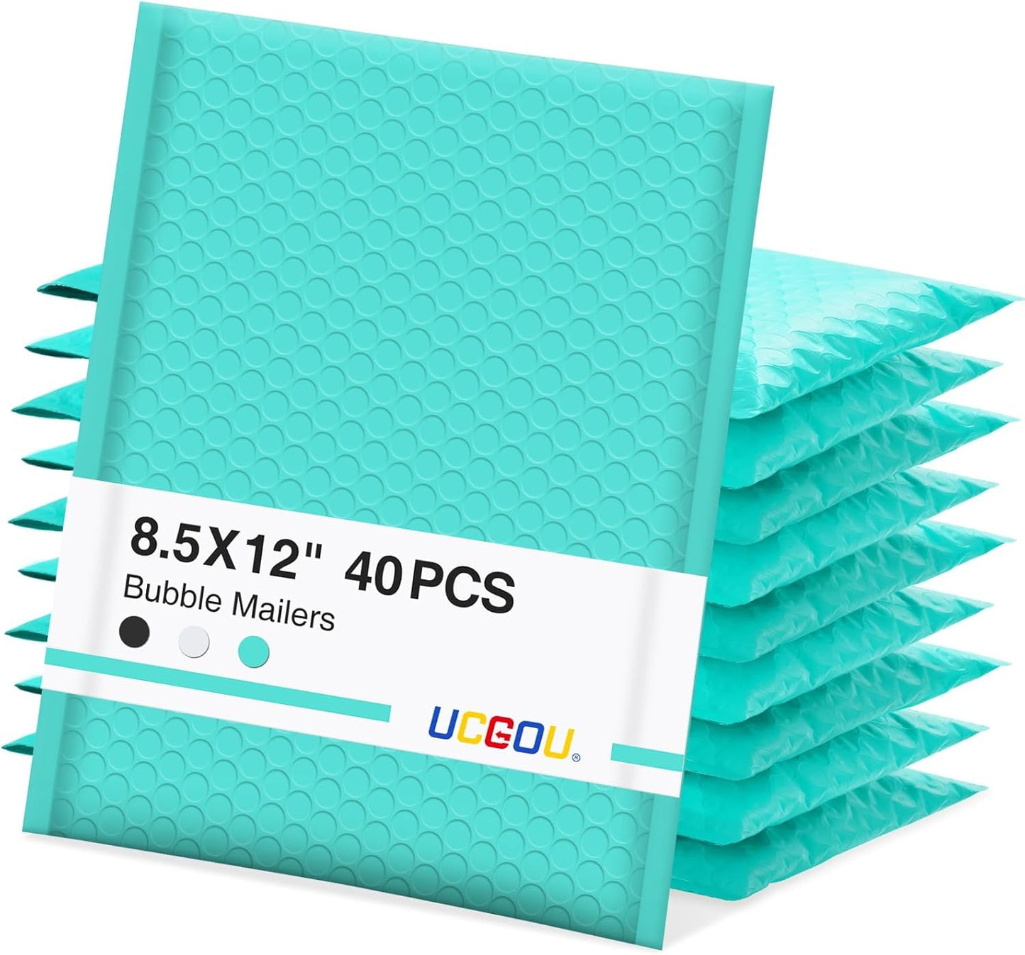 UCGOU Bubble Mailers 8.5x12 Inch 40 Pack Usable Size 8.5x11 Inch Teal Padded Envelopes Medium Waterproof Packaging Bags for Shipping Self Seal Strong Adhesive Envelopes for Jewelry Makeup Supplies