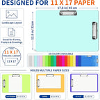 20 Pack 11 x 17 in Plastic Clipboards 20 Colors, Dual Clip Landscape | Portable - Image 2