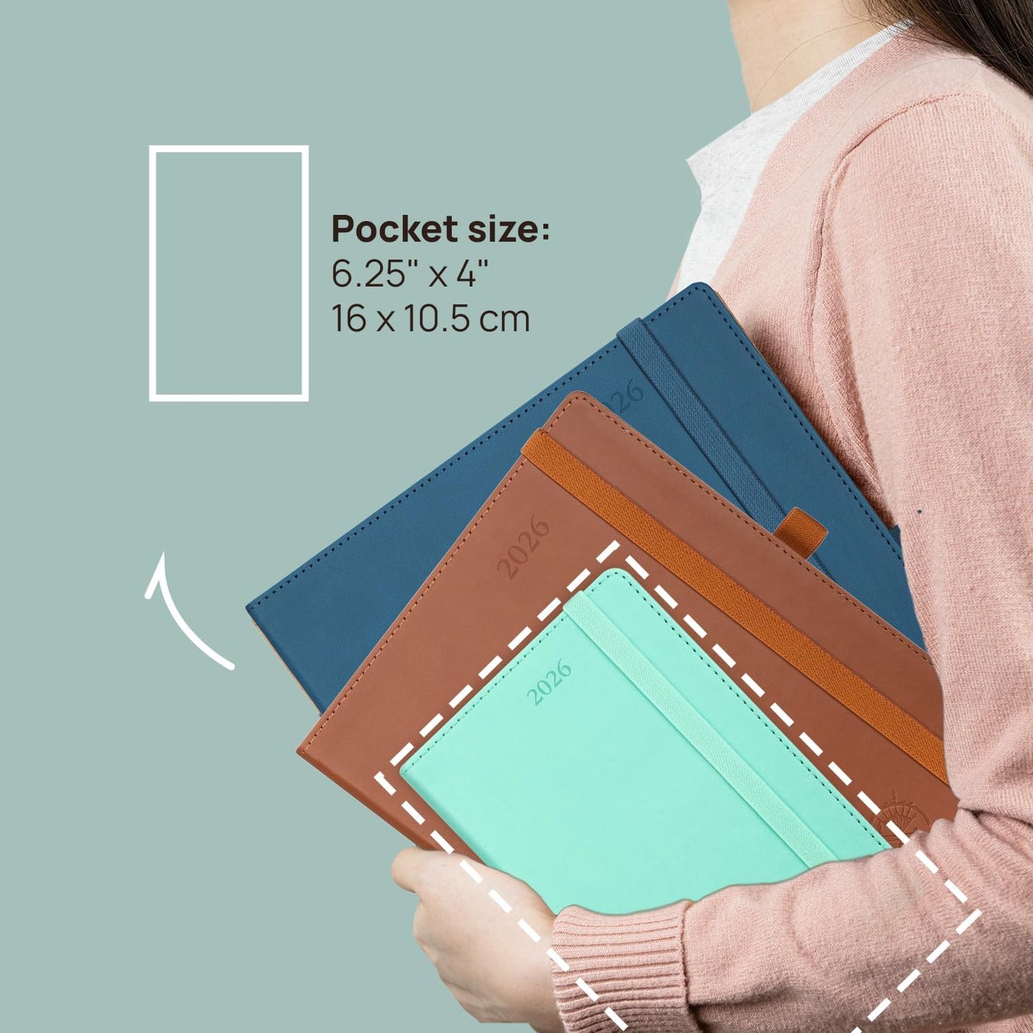 POPRUN Pocket Monthly Planner 2025-2026 (Pocket- 4''x 6.25''Soft Leather Cover) - 18 Month Calendar Book for Purse (Jul.2025-Dec.2026), 100 GSM Thick Paper - Purple