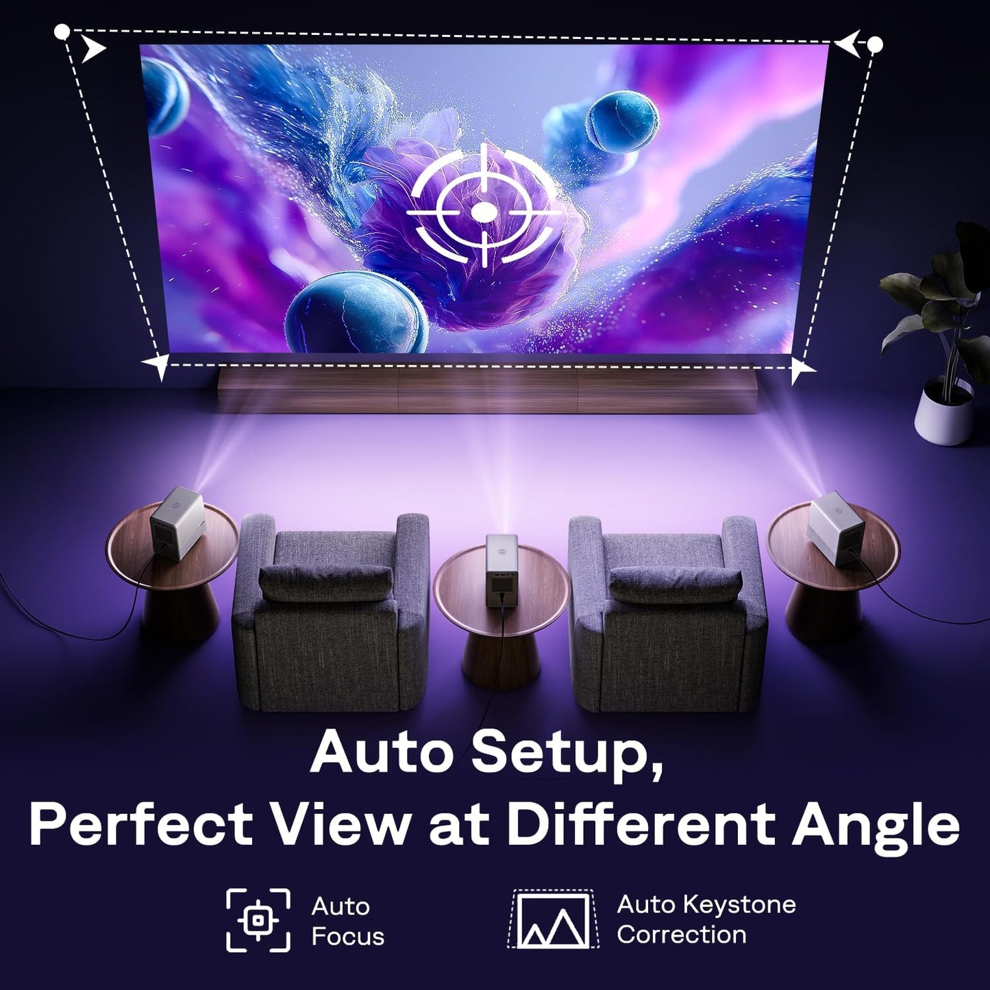 Aurzen Roku TV Smart Projector with Wifi and Bluetooth, D1R Cube Roku Streaming Experience Built-in, Sealed Optical Engine, 1080P FHD, Dolby Audio, Portable Projector for Home/Outdoor Movies Gray