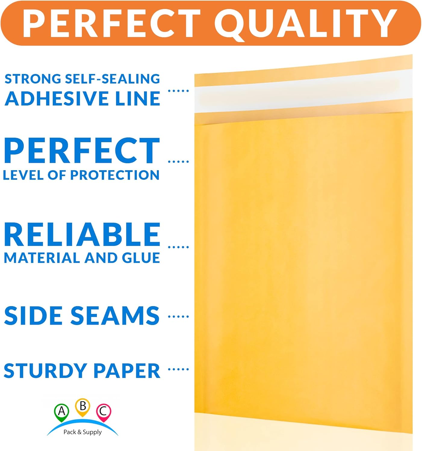 ABC PACK & SUPPLY Yellow Kraft Bubble Mailer Envelopes, 7.25 x 7 Inches. 600 Pack Mail Padded Envelopes Self Seal. Kraft Bubble Mailers. Tear-Resistant Mailing Envelope Padded. Sturdy Paper Mailer