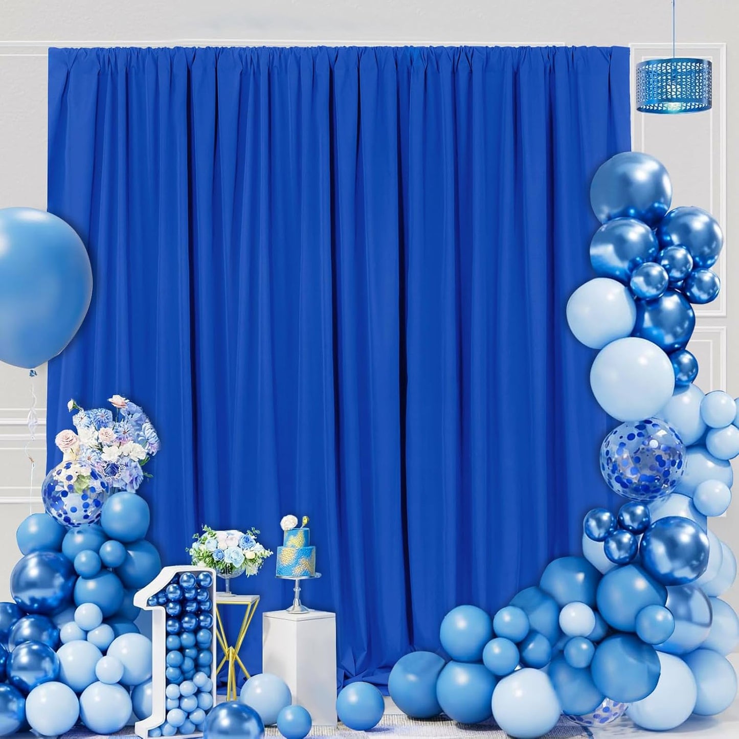 Royal Blue Backdrop Curtains 20ft x 10ft Photo Shoot Polyester Backdrop Drapes for Wedding Party Engagement Decorations