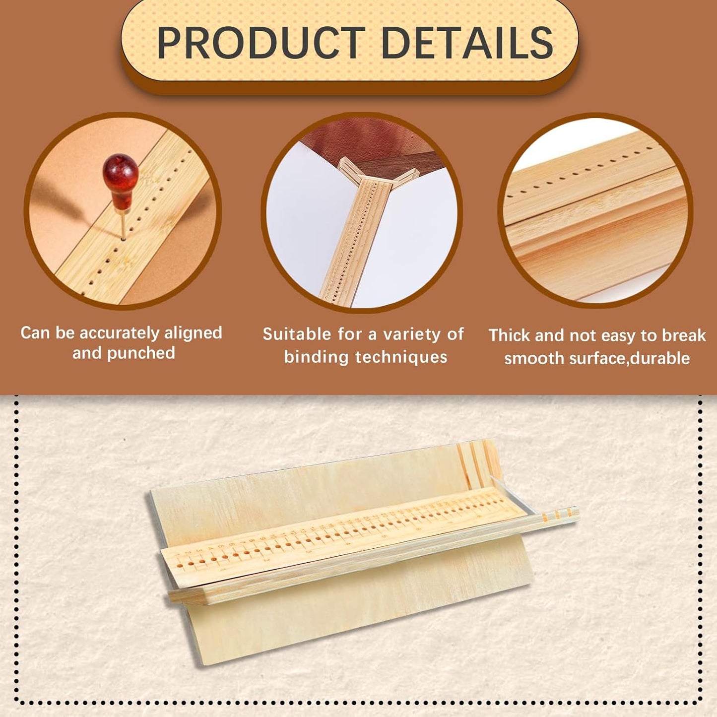 Wood Book Binding Cradle with 2 Awls Wood Bookbinding Punching Cradle with Piercing Guide Portable Book Binding Tools Book Binding Kits Bookbinding Supplies for Book DIY Crafts (Style A)